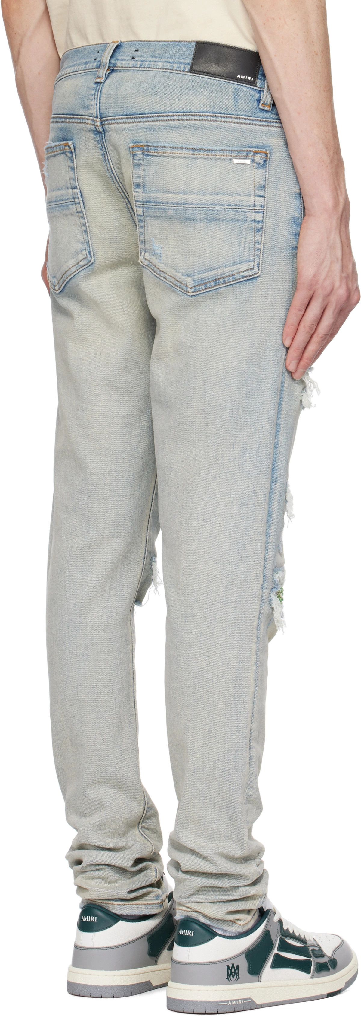 Amiri oc11z0126 Boucle Thrasher Slim-Leg Denim Jeans in Blue Size US 32 / EU 48 - 3 Thumbnail