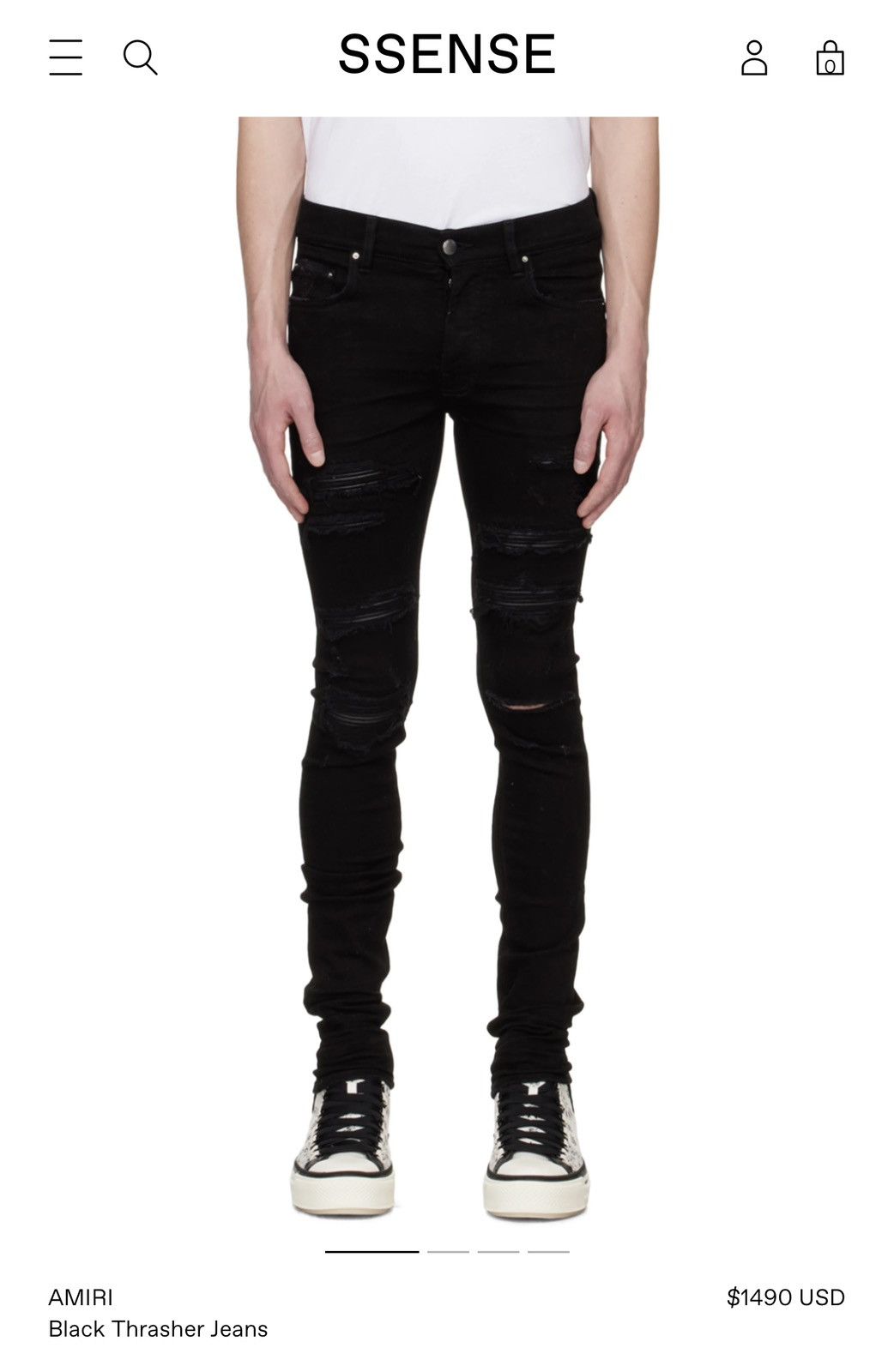 image of Amiri Black Thrasher Stacked Jeans Original 1St Release, Men's (Size 30)