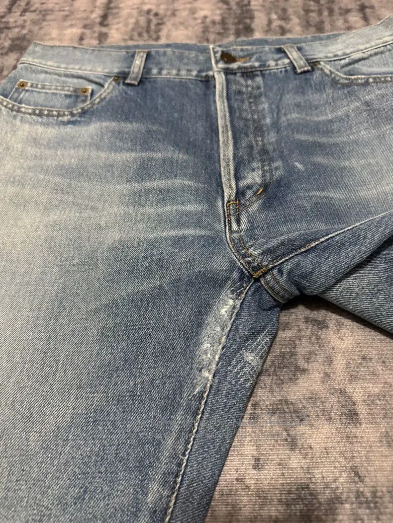 Saint Laurent Paris Saint Laurent Paris Cat Claw Light Blue Patchwork Slash Je Size US 33 - 5 Thumbnail