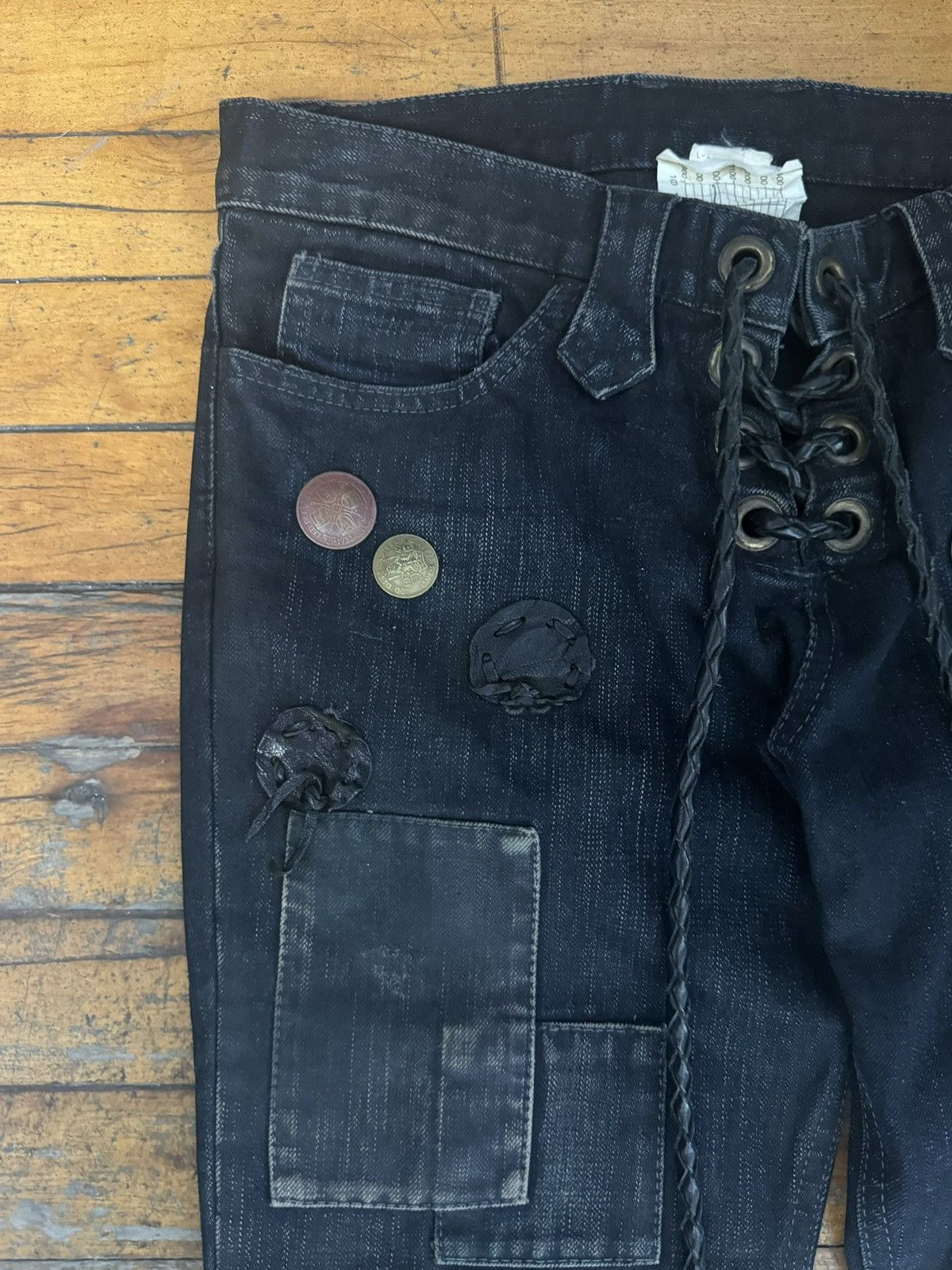 If Six Was Nine Veronica x Led Rechwe Pachacuti Guerilla Flare Lace Up Denim Size US 30 / EU 46 - 3 Thumbnail