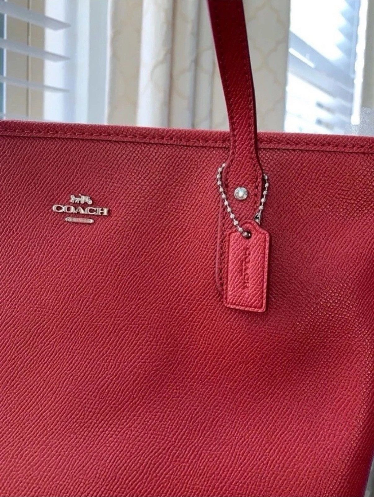 Coach COACH Mini Leather City Zip Tote Purse True Red Size ONE SIZE - 3 Thumbnail