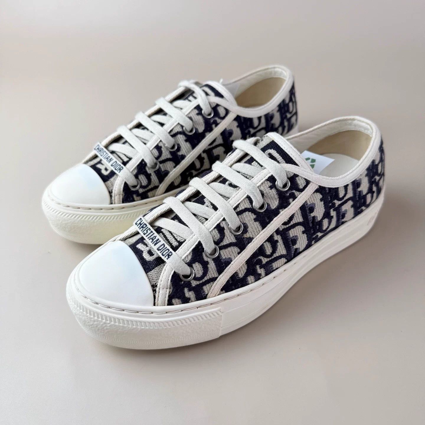 Dior Dior White Blue Embroidered Lace-Up Sneakers 36 99New Size US 5 / IT 35 - 1 Thumbnail
