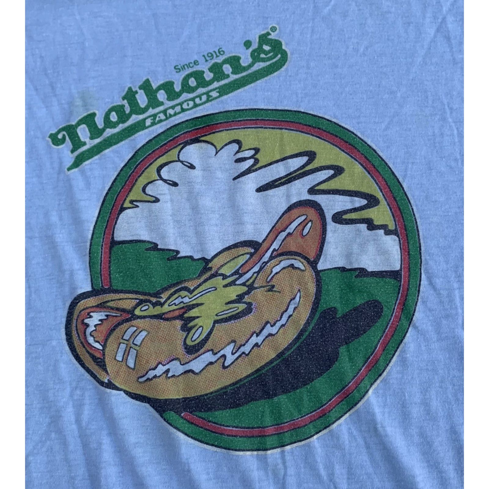Vintage vintage Nathans Famous hot dogs t shirt XL blue graphic tee sportswear/Beach Men XS? (error) Size US XL / EU 56 / 4 - 6 Thumbnail