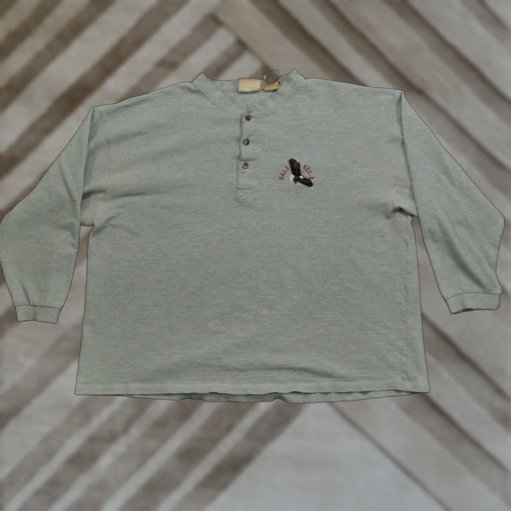 Vintage VINTAGE Thermal Shirt Mens 3XL Grey Henley Bald Eagle Clearwater Creek Y2K Size US XXL / EU 58 / 5 - 1 Thumbnail