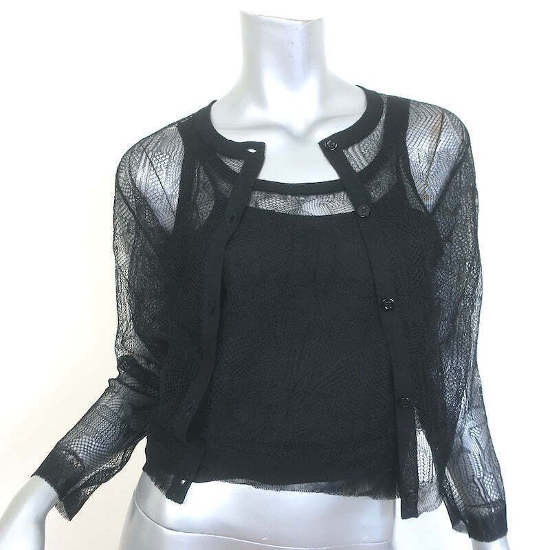 Dior Dior Lace Twinset Black Silk Cardigan and Tank Top SZ 6 NWT Size S / US 4 / IT 40 - 1 Thumbnail
