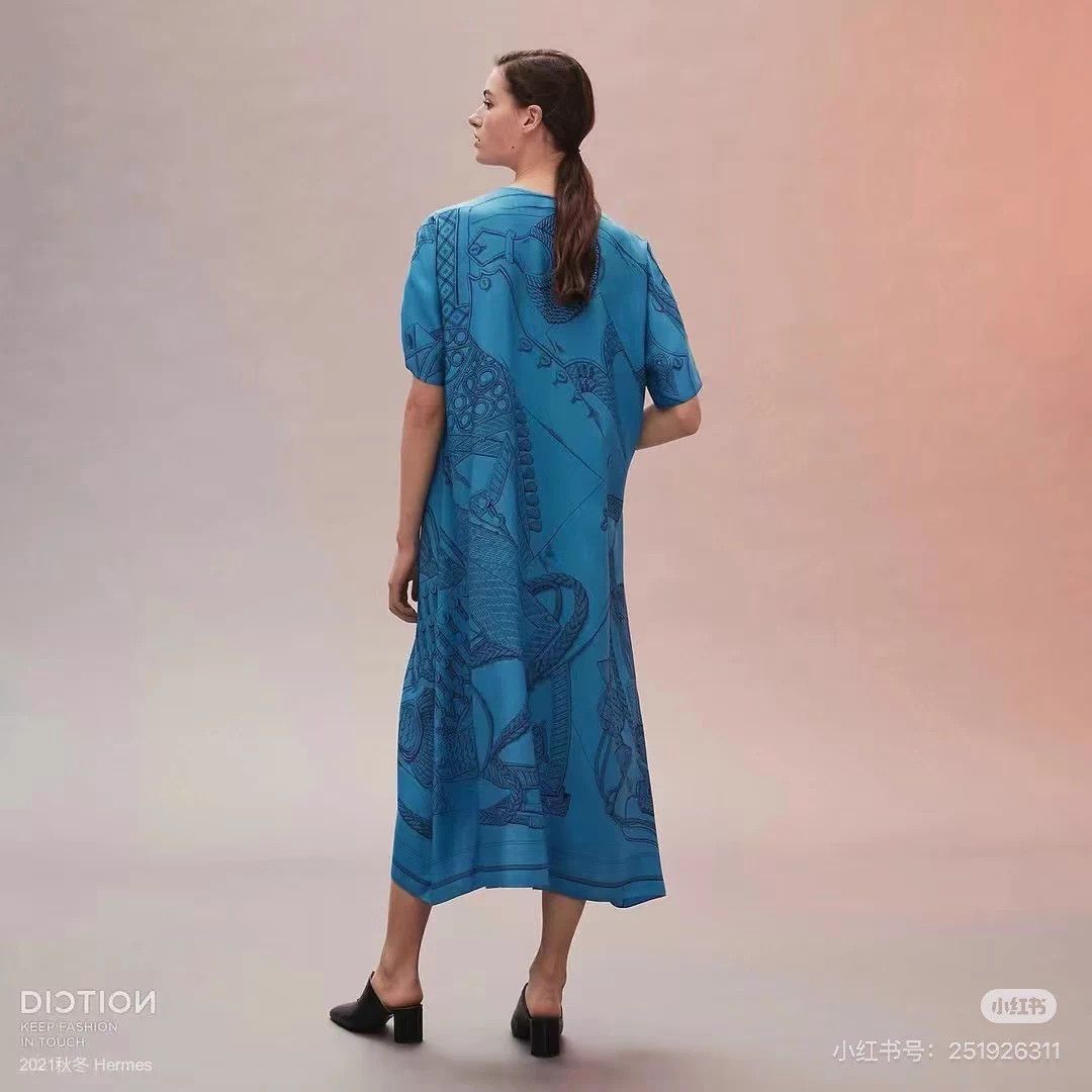 Hermes Hermes Silk Print Maxi Dress - NewTags - Size 34 (Oversized) Size XS / US 0-2 / IT 36-38 - 9 Thumbnail