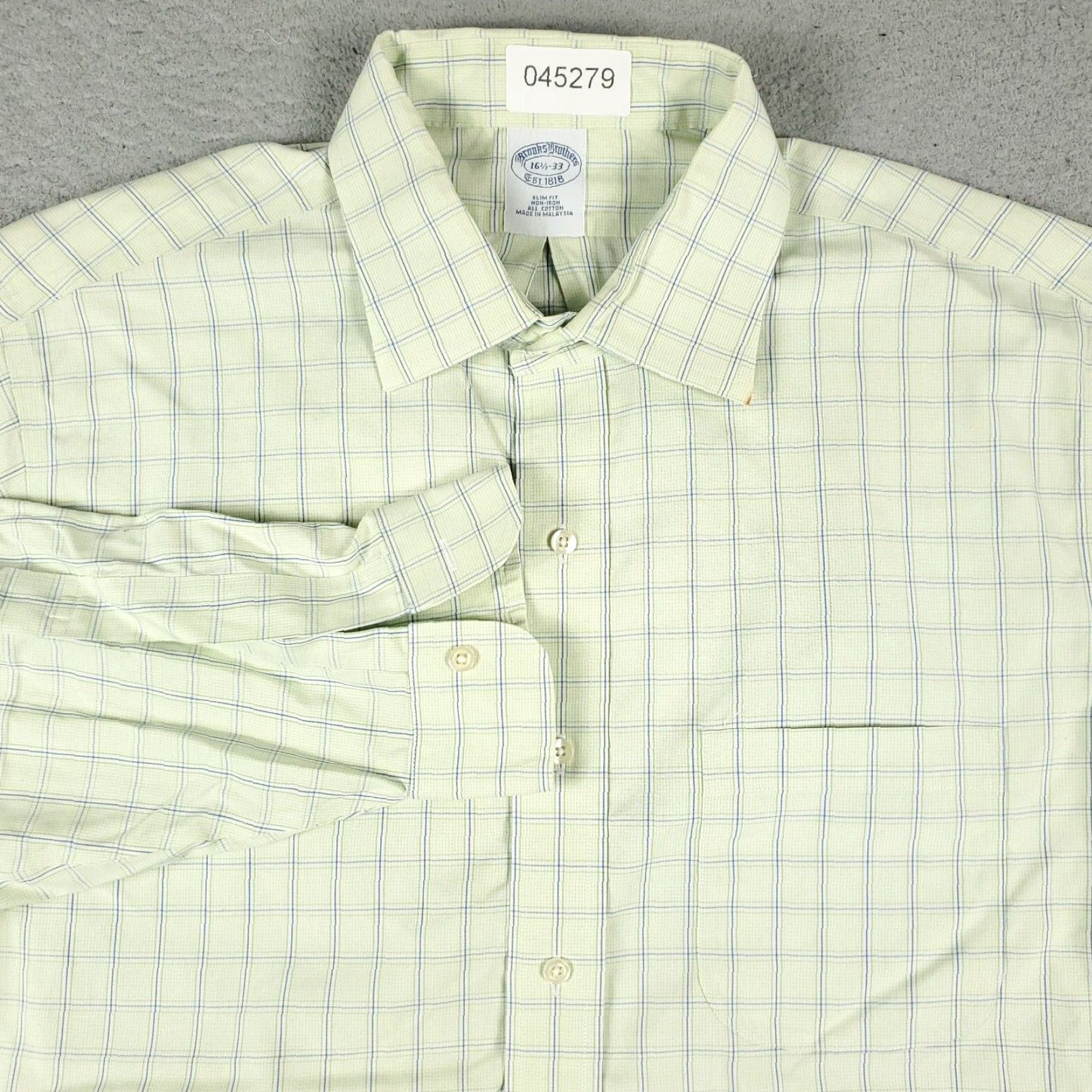 Brooks Brothers Brooks Brothers Dress Shirt Mens 16.5 Green Plaid Long Sleeve Button Down Regular Fit Size 42R - 2 Thumbnail