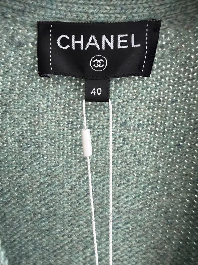 Chanel Chanel Mint green khaki striped lotus leaf sleeve knitted Size S / US 4 / IT 40 - 3 Thumbnail
