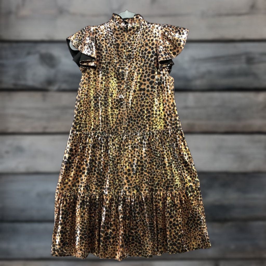 Anthropologie Anthropologie Othilia Joella Sequined Mini Dress S LeopardFlutter Sleeve Baddie Size S / US 4 / IT 40 - 1 Thumbnail