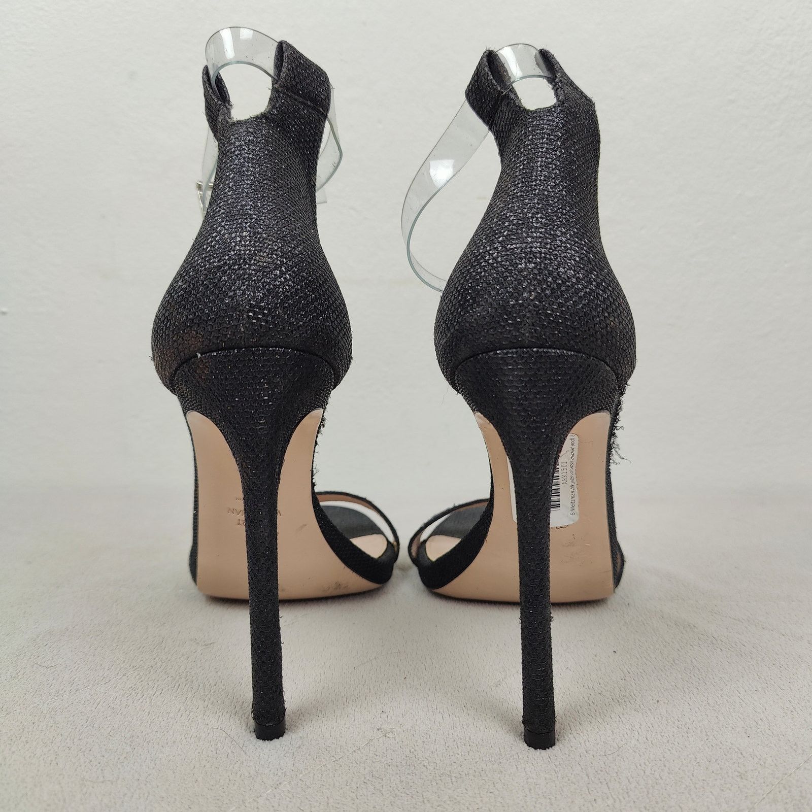 Stuart Weitzman Stuart Weitzman The Ruby Nudist Heels Womens 8 Black Glitter Size US 8 / IT 38 - 6 Thumbnail