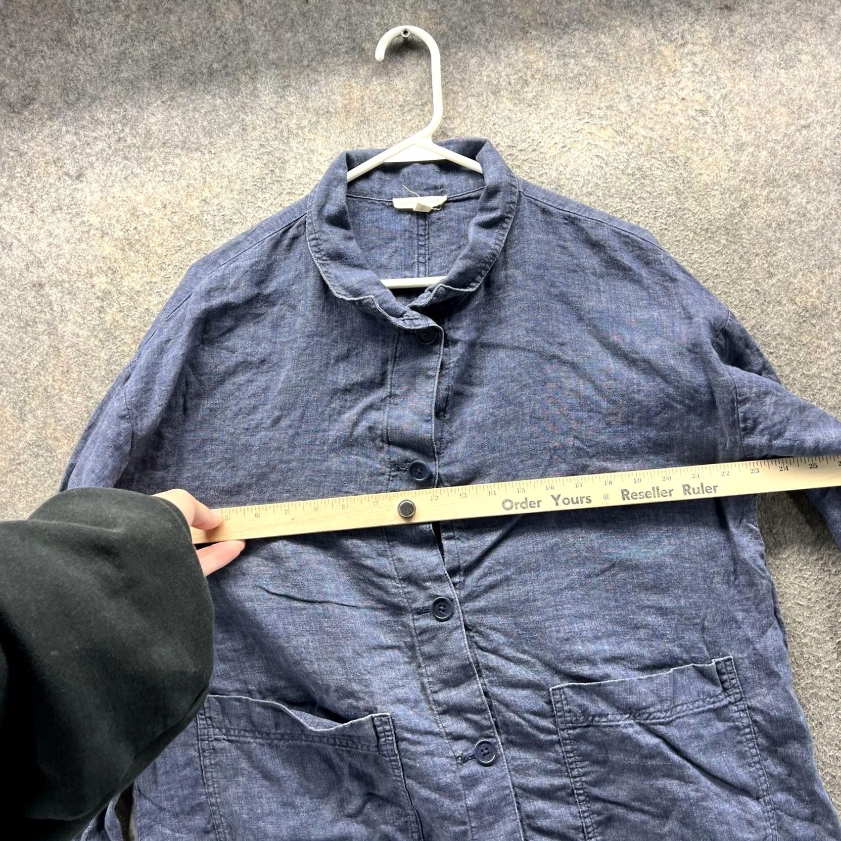 Eileen Fisher Eileen Fisher Jacket Womens S Blue Organic Linen Button Front Pockets Topper Size S / US 4 / IT 40 - 3 Thumbnail