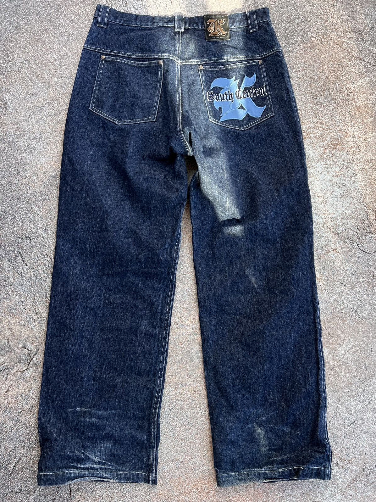 image of Karl Kani South Central Movie Rap Style Baggy Pants in Blue, Men's (Size 34)
