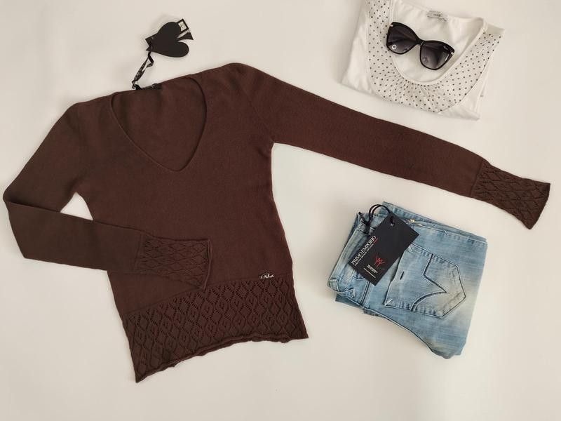 Designer Cacao Jumper Knitwear Openwork sz M Size M / US 6-8 / IT 42-44 - 9 Thumbnail