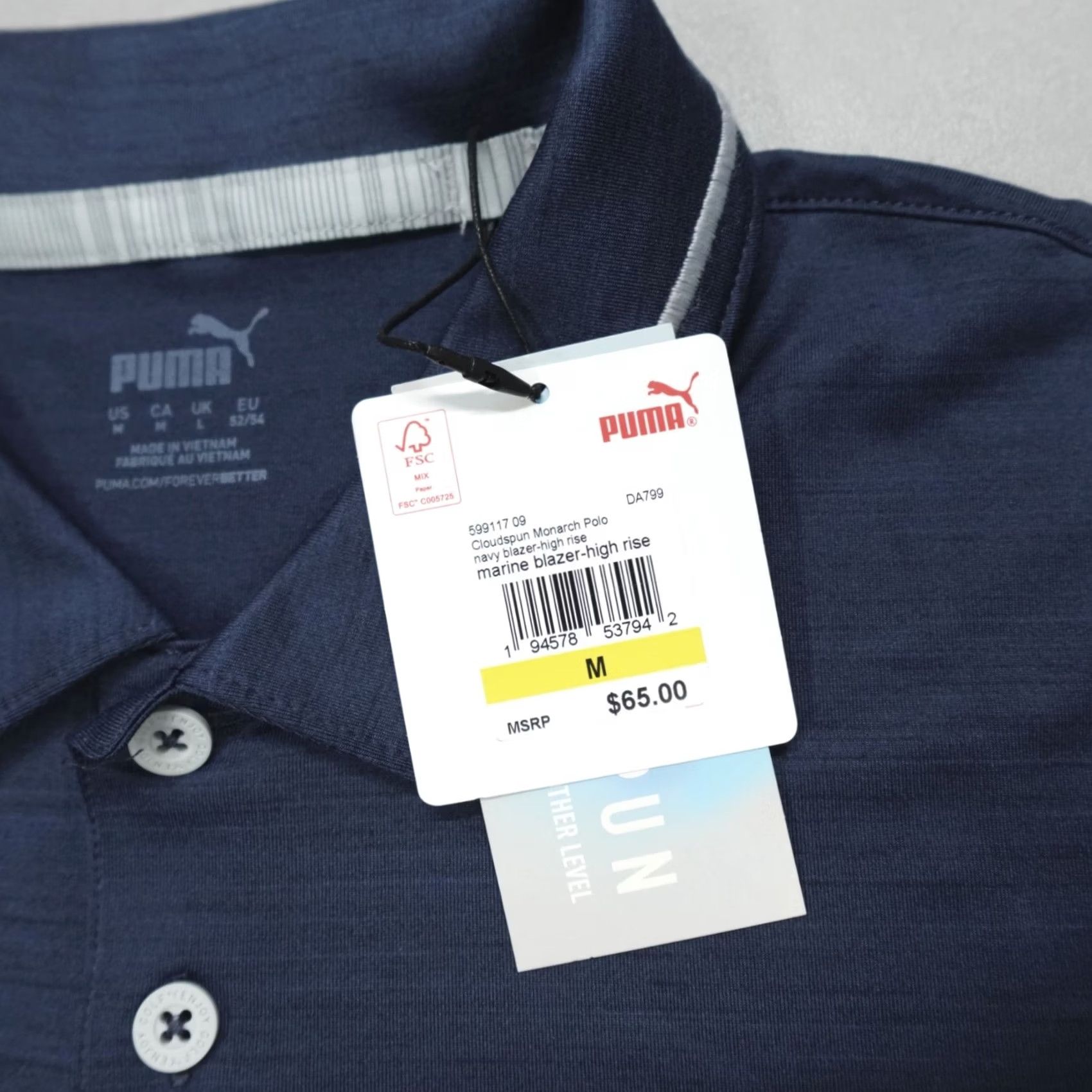 Puma PUMA Golf Polo Shirt MONARCH CLOUDSPUN SS Men’s Size M Marine Blazer Blue Polo Shirt Logo Breathable Moisture Wicking Summer Golf Mens Size US M / EU 48-50 / 2 - 5 Thumbnail