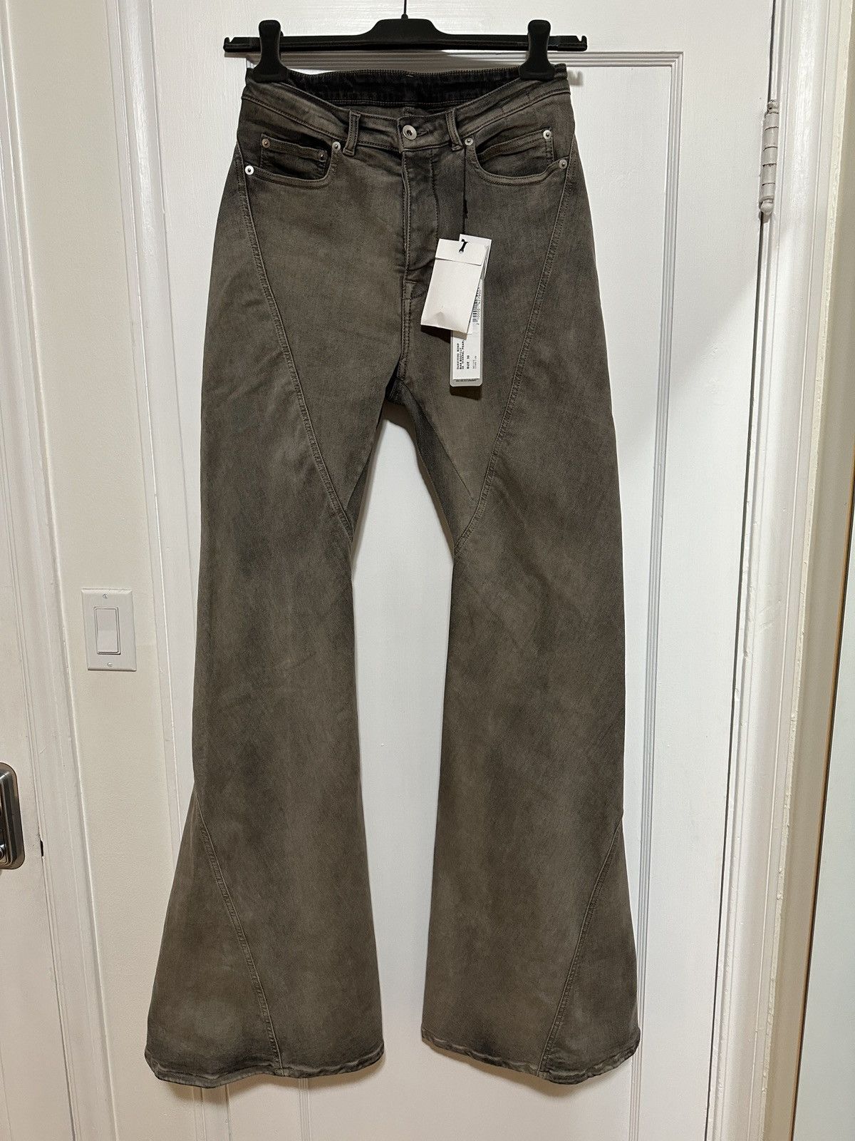 image of Rick Owens Mineral Pearl Bias Bootcut Pants in Grey, Men's (Size 30)