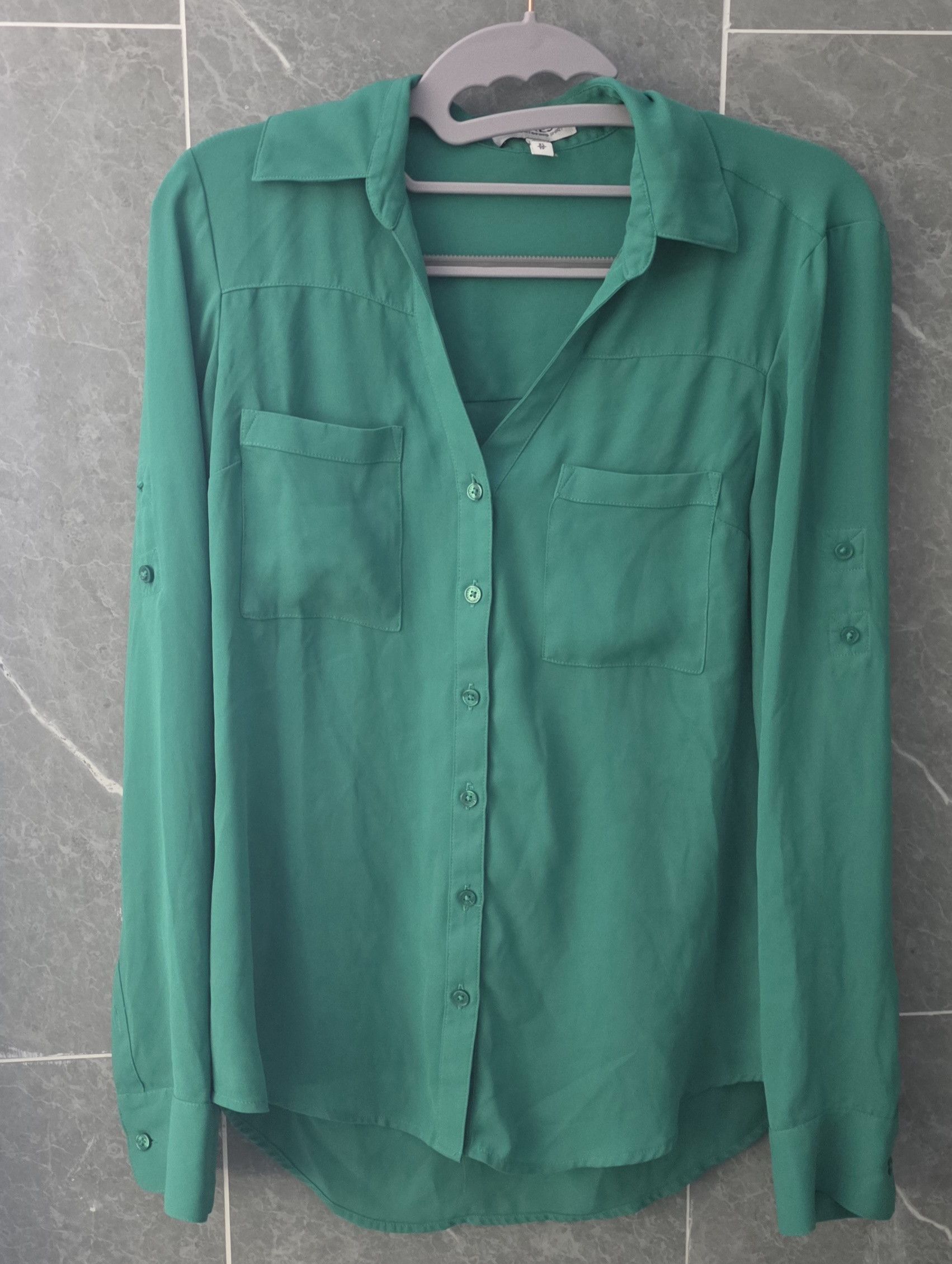 Express Express Petite Green Portofino Button Shirt Blouse XS TP Size XS / US 0-2 / IT 36-38 - 1 Thumbnail