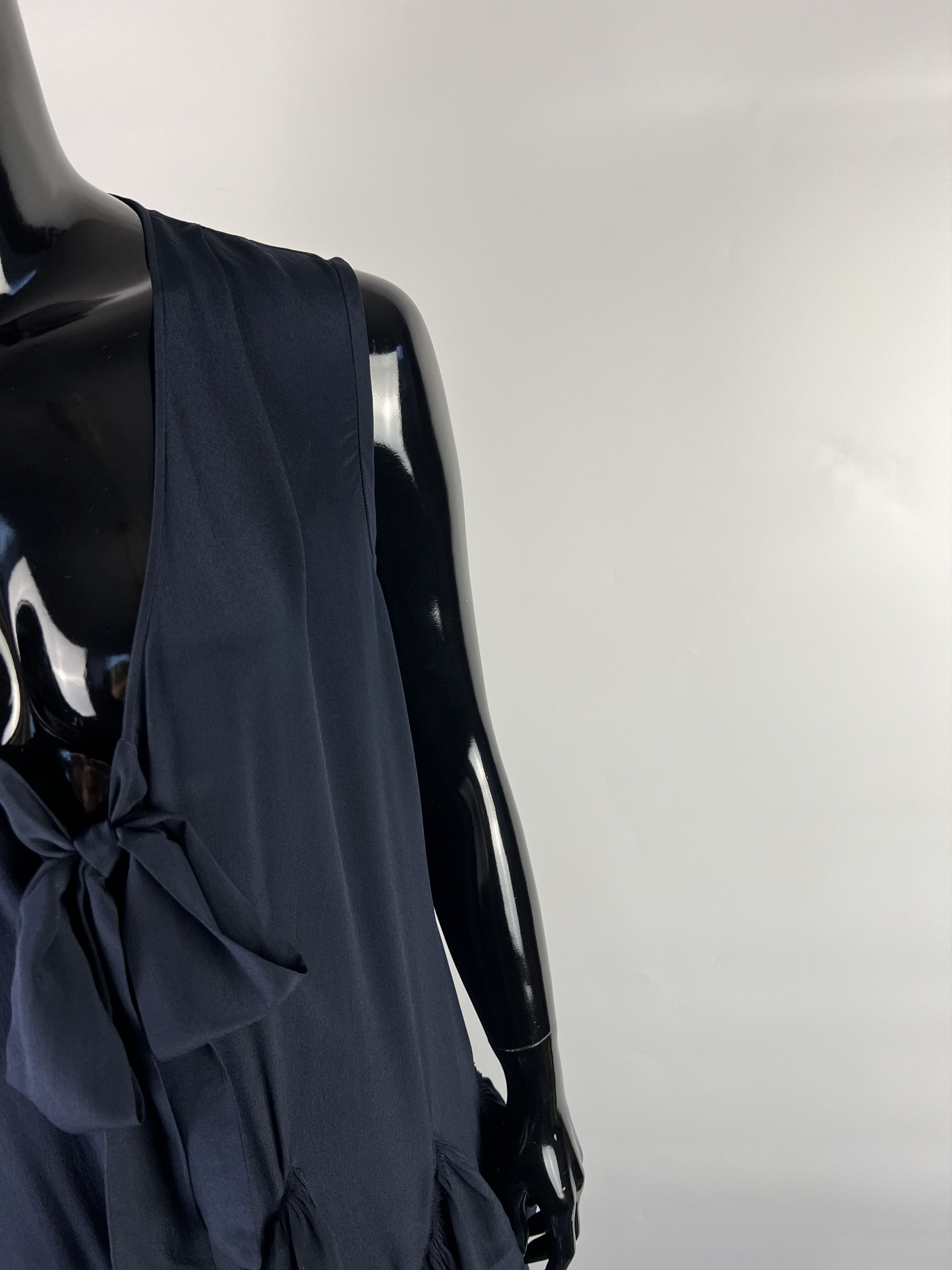 Joseph Joseph Navy Blue 100% Silk Ruffled Dress Size 36 Size S / US 4 / IT 40 - 7 Thumbnail