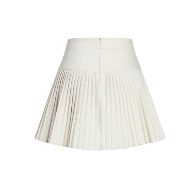 Other Commense White Pleated Button Zipper High Waist Short Skirt Size 27" / US 4 / IT 40 - 2 Thumbnail