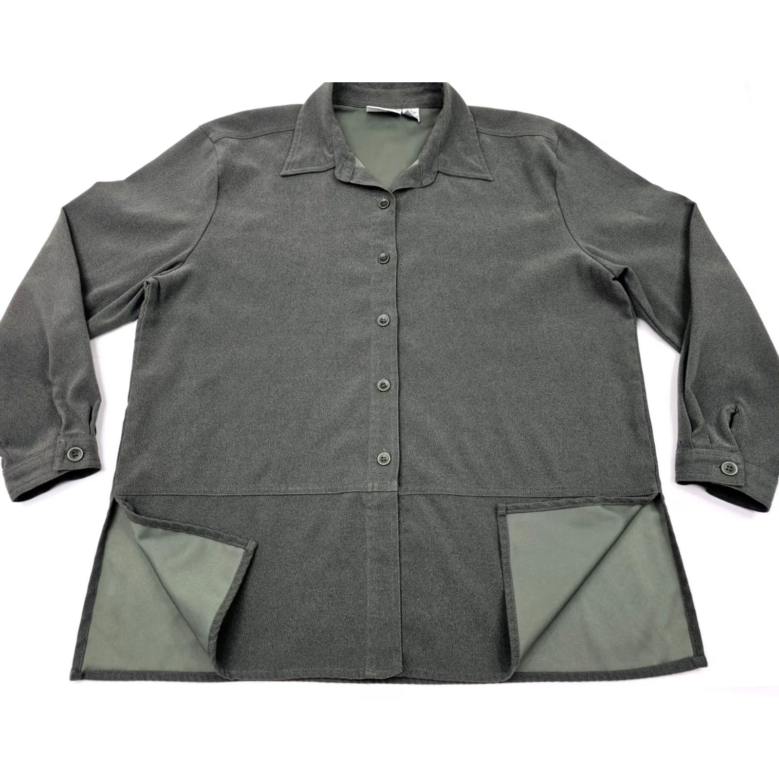 Croft & Barrow Croft & Barrow Button Long Sleeve Blouse – Women XL Heathered Green, White Cardigan? Size XL / US 12-14 / IT 48-50 - 4 Thumbnail