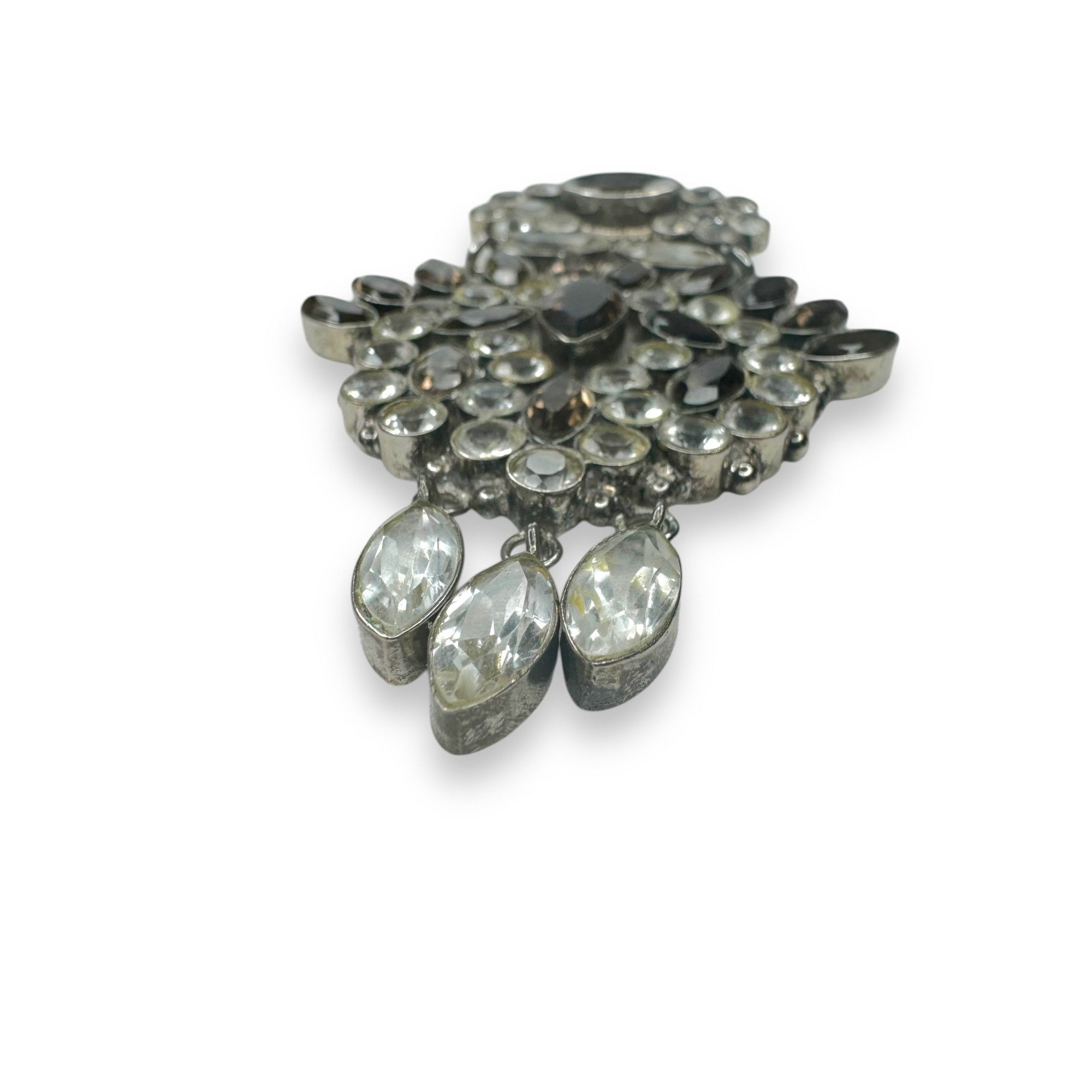 Other Vintage Sterling Silver Smoky Quartz & Crystal Brooch Pin Pe Size ONE SIZE - 7 Thumbnail