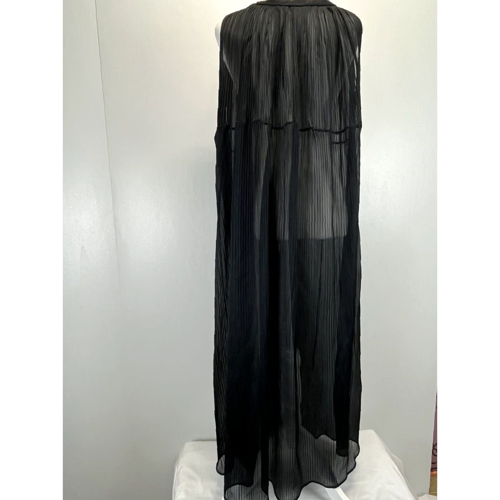 Doublet VINTAGE 1960s Sheer Black Robe Lingerie One Size Sleeveless Double Tie Womens Size ONE SIZE - 2 Thumbnail