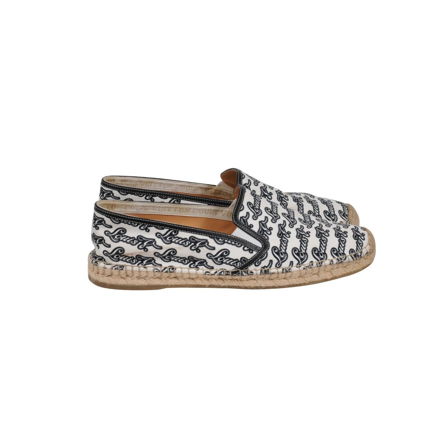 Louis Vuitton Logo Espadrilles White Black Size US 11.5 / EU 44-45 - 8 Thumbnail