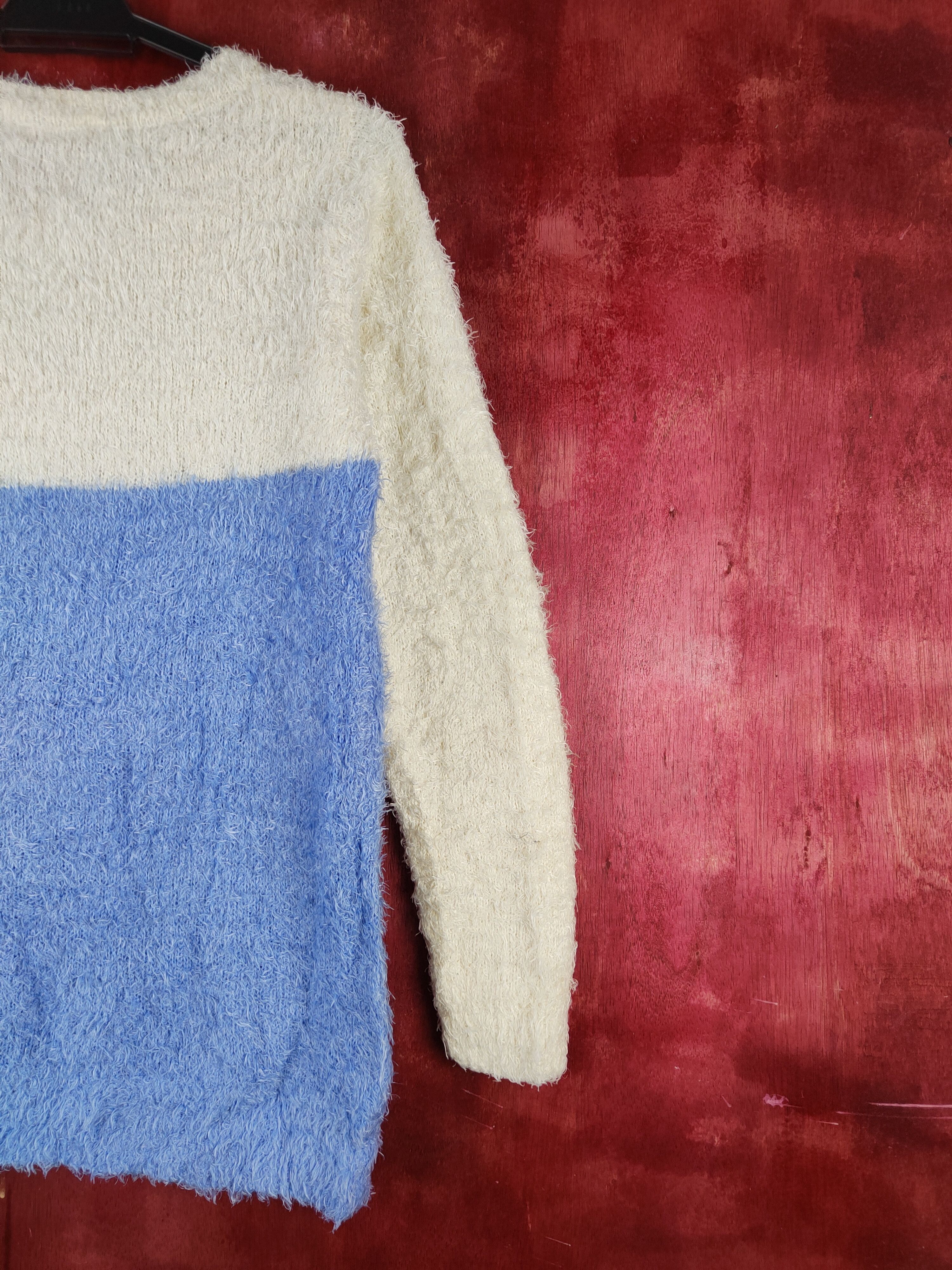 Japanese Brand × Vintage Vintage Cinema Club Cream Blue Fur Mohair Knitwear Size M / US 6-8 / IT 42-44 - 9 Thumbnail