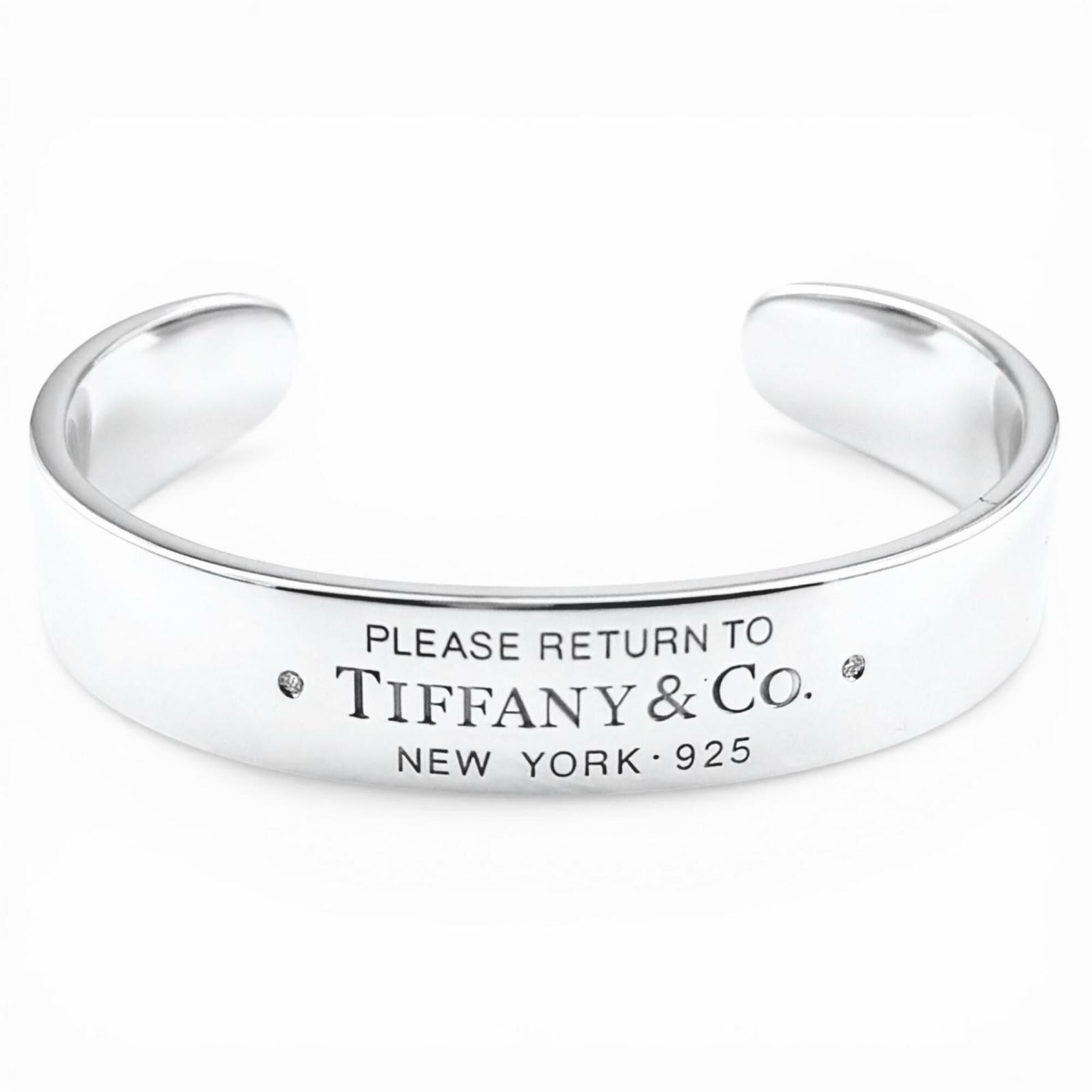 Tiffany & Co. TIFFANY&Co. Tiffany & Co. Return to AG925 RTT Narrow Cuff Diamond Bangle, Silver, Size S, Weight 33.2g, Women's Size ONE SIZE - 1 Thumbnail