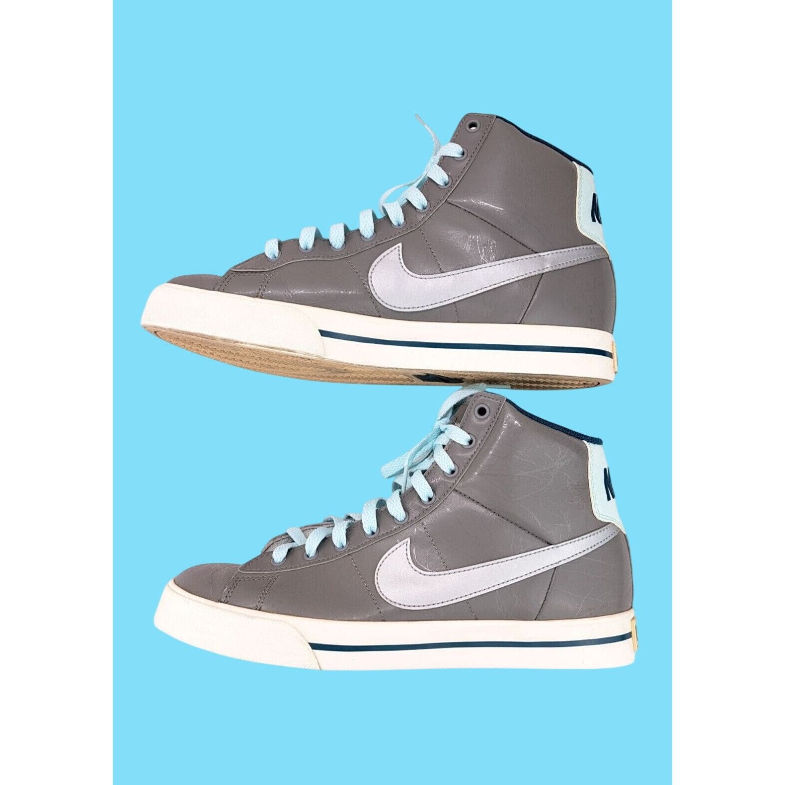 Nike Nike Sweet Classic High Top Women Sneaker Shoe Gray Blue 10 Size US 10 / IT 40 - 2 Thumbnail
