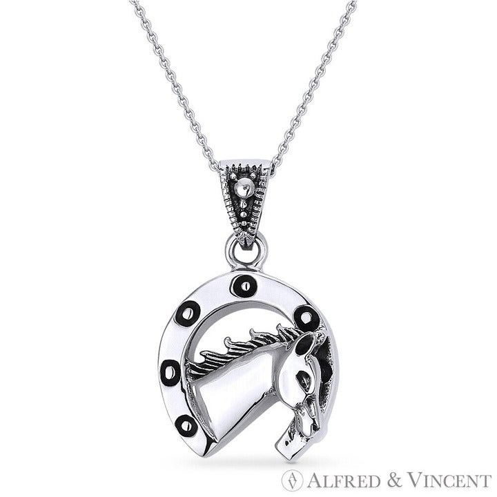 Other Horse & Horseshoe Luck Charm Pendant in .925 Sterling Silver Size ONE SIZE - 1 Preview