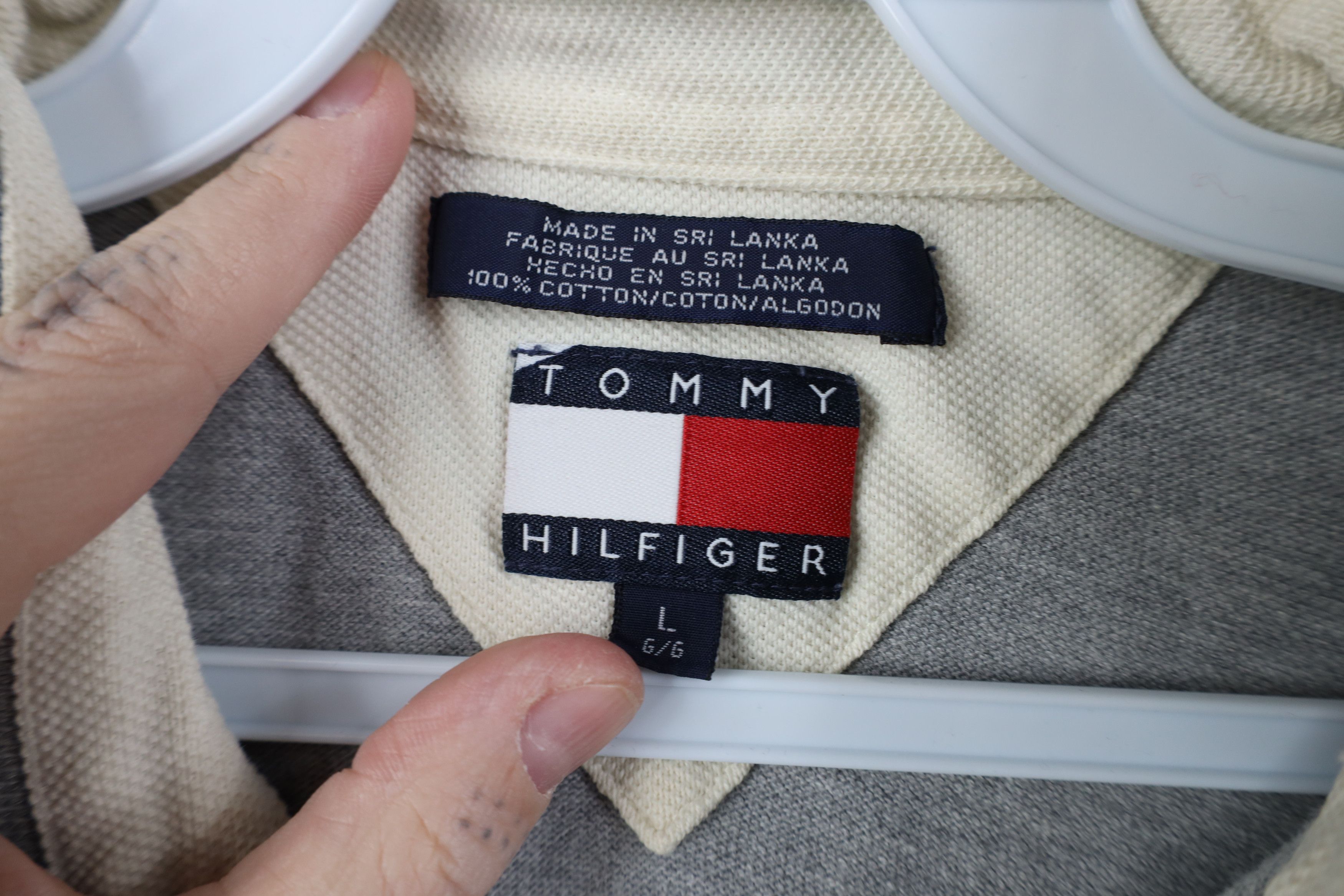 Tommy Hilfiger Vintage 90s Tommy Hilfiger Striped Rugby Polo Shirt Gray Size US L / EU 52-54 / 3 - 8 Thumbnail