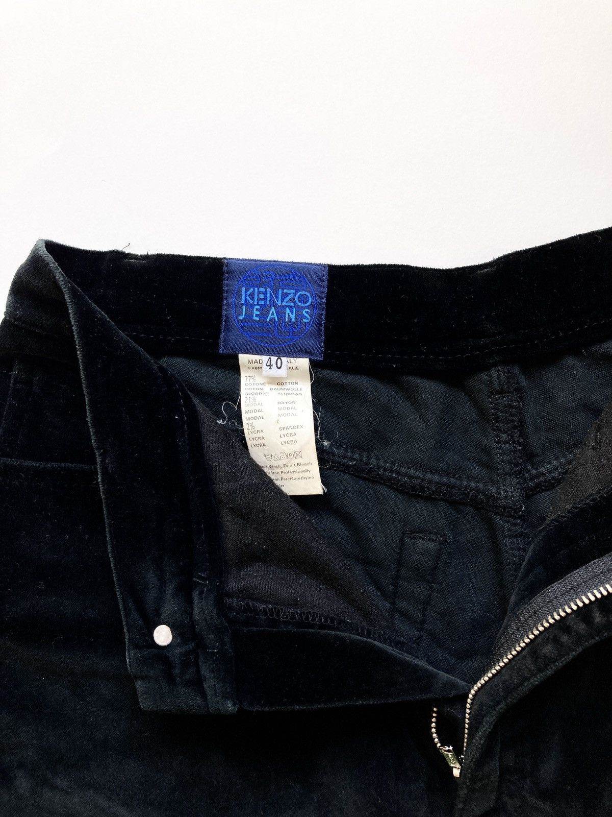 Kenzo Black Velour High-Waisted Trousers Kenzo Jeans – Size (EU)40 Size 30" / US 8 / IT 44 - 8 Thumbnail