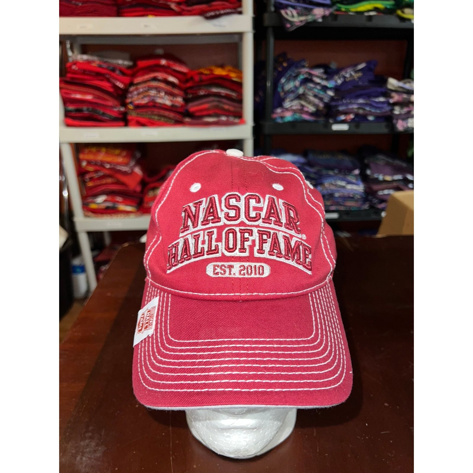 NASCAR Nascar Hall Of Fame Hat Charlotte Red White Cap Headwear Size ONE SIZE - 1 Thumbnail