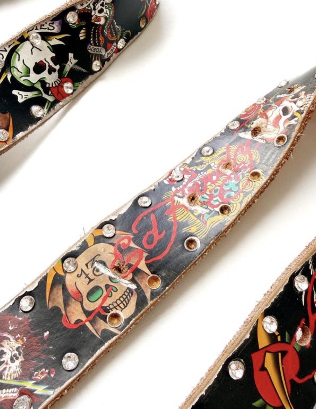 Ed Hardy Vintage Ed Hardy Leather Belt | Y2K Tattoo Art & Rhinestones Size ONE SIZE - 6 Thumbnail