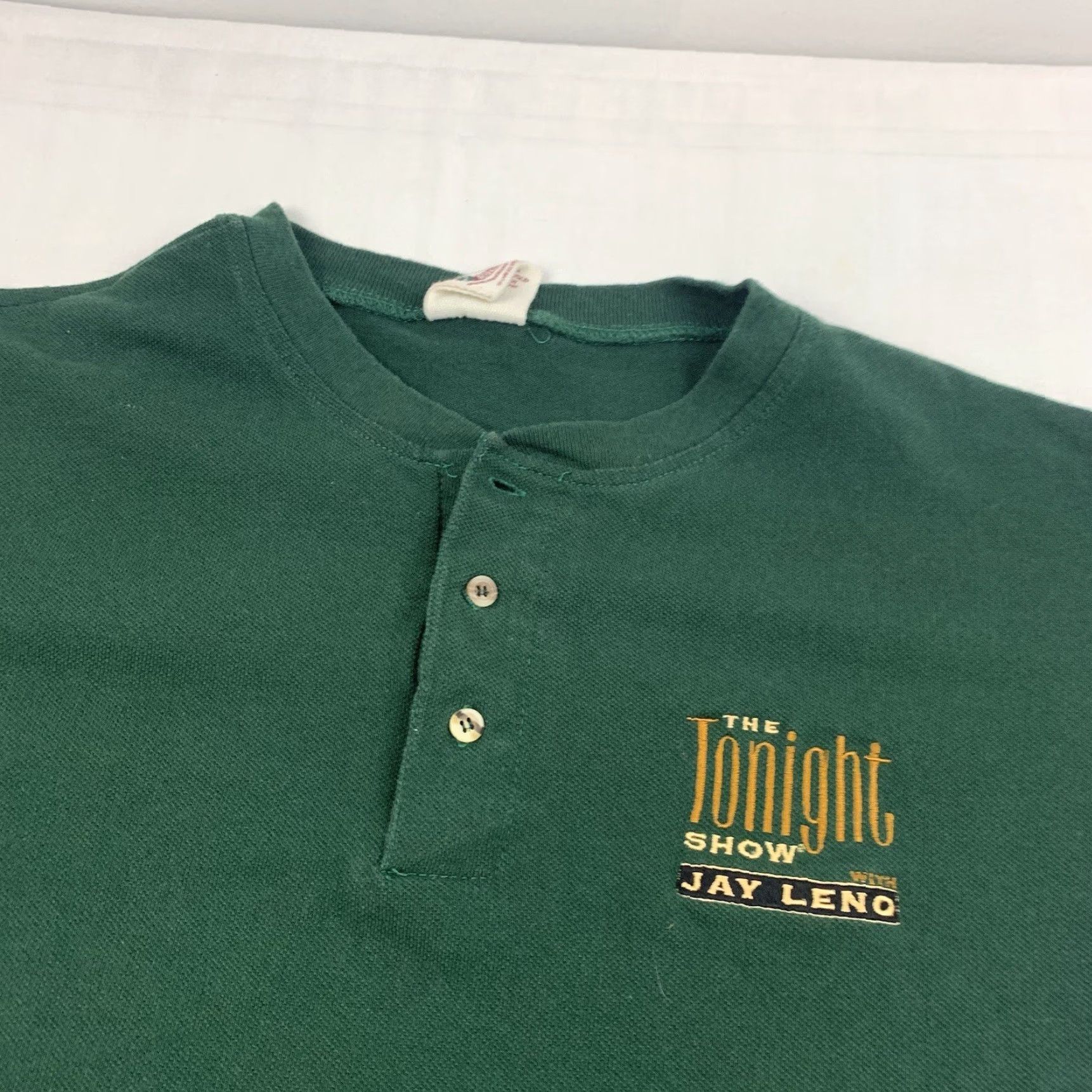 Vintage VINTAGE Tonight Show With Jay Leno Shirt Adult Small Green Henley Neck 90s TV Size US S / EU 44-46 / 1 - 2 Thumbnail