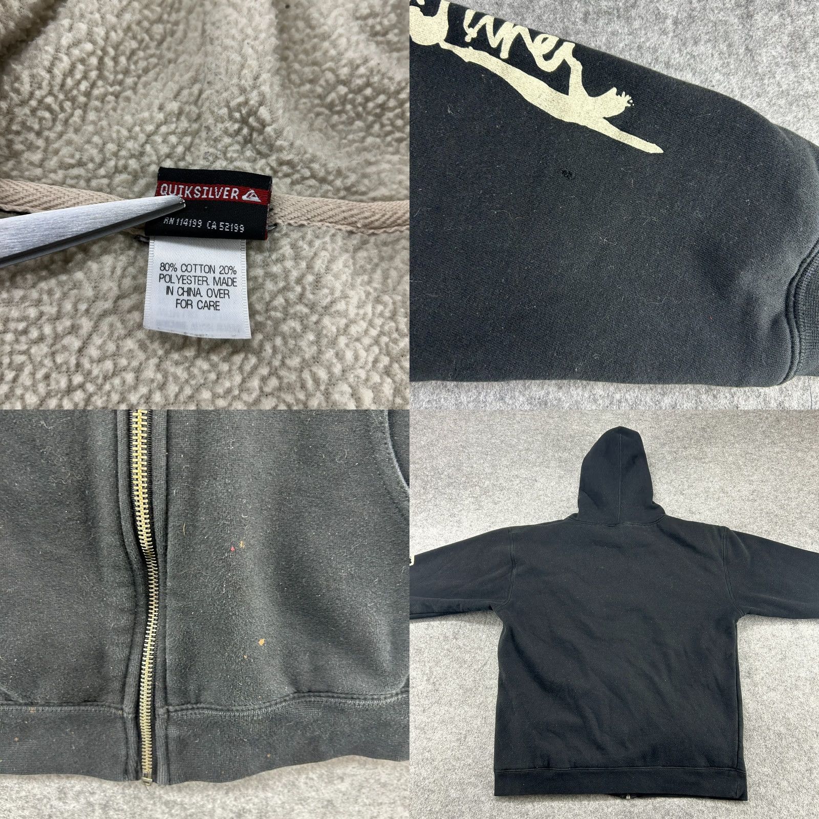 Quiksilver VINTAGE Quicksilver Hoodie Mens L Black Full Zip Sherpa Lined Park City Utah Y2K Size US L / EU 52-54 / 3 - 8 Thumbnail