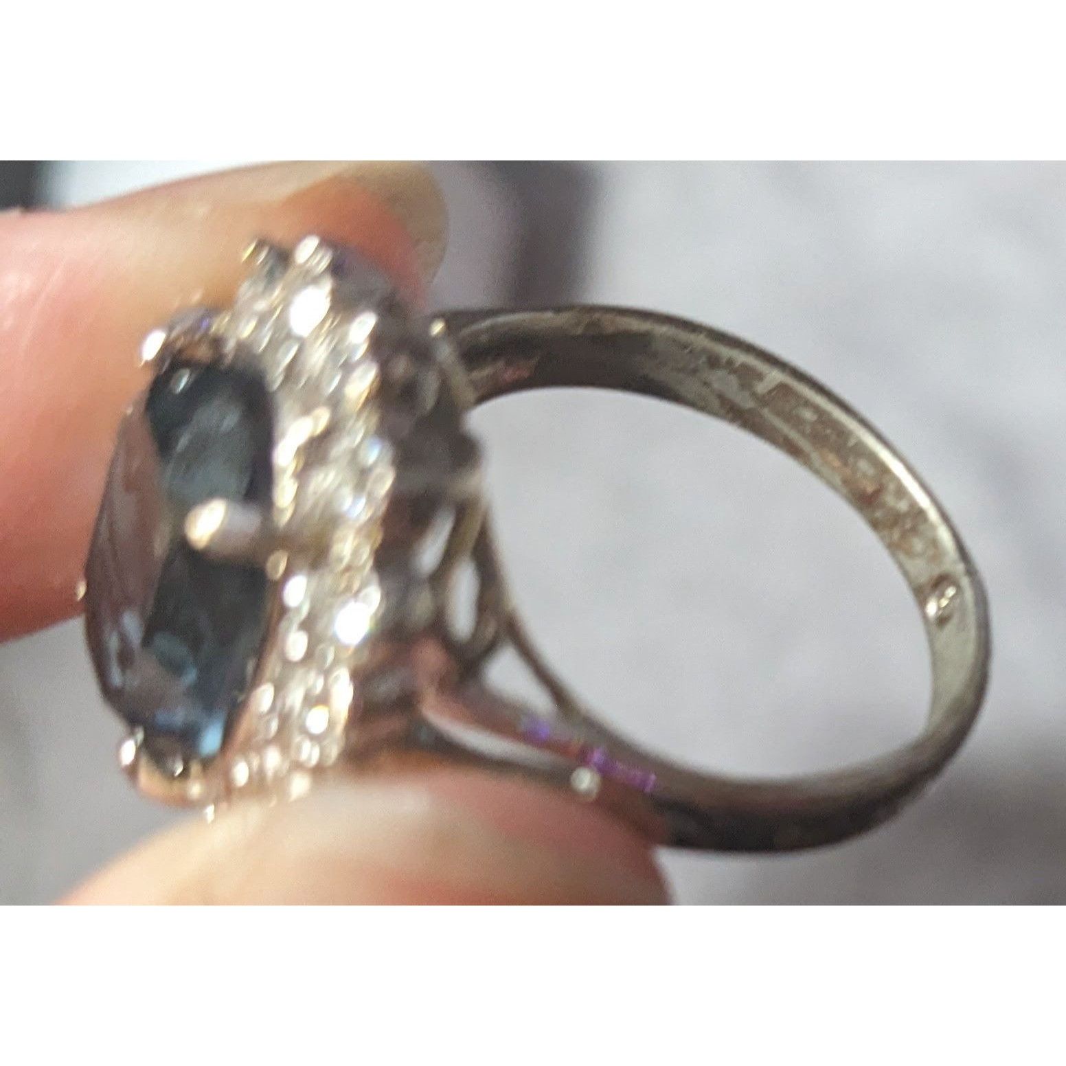 Other Elegant Whimsical Faux Sapphire Silver Tone Halo Ring Size 9 Size ONE SIZE - 3 Thumbnail