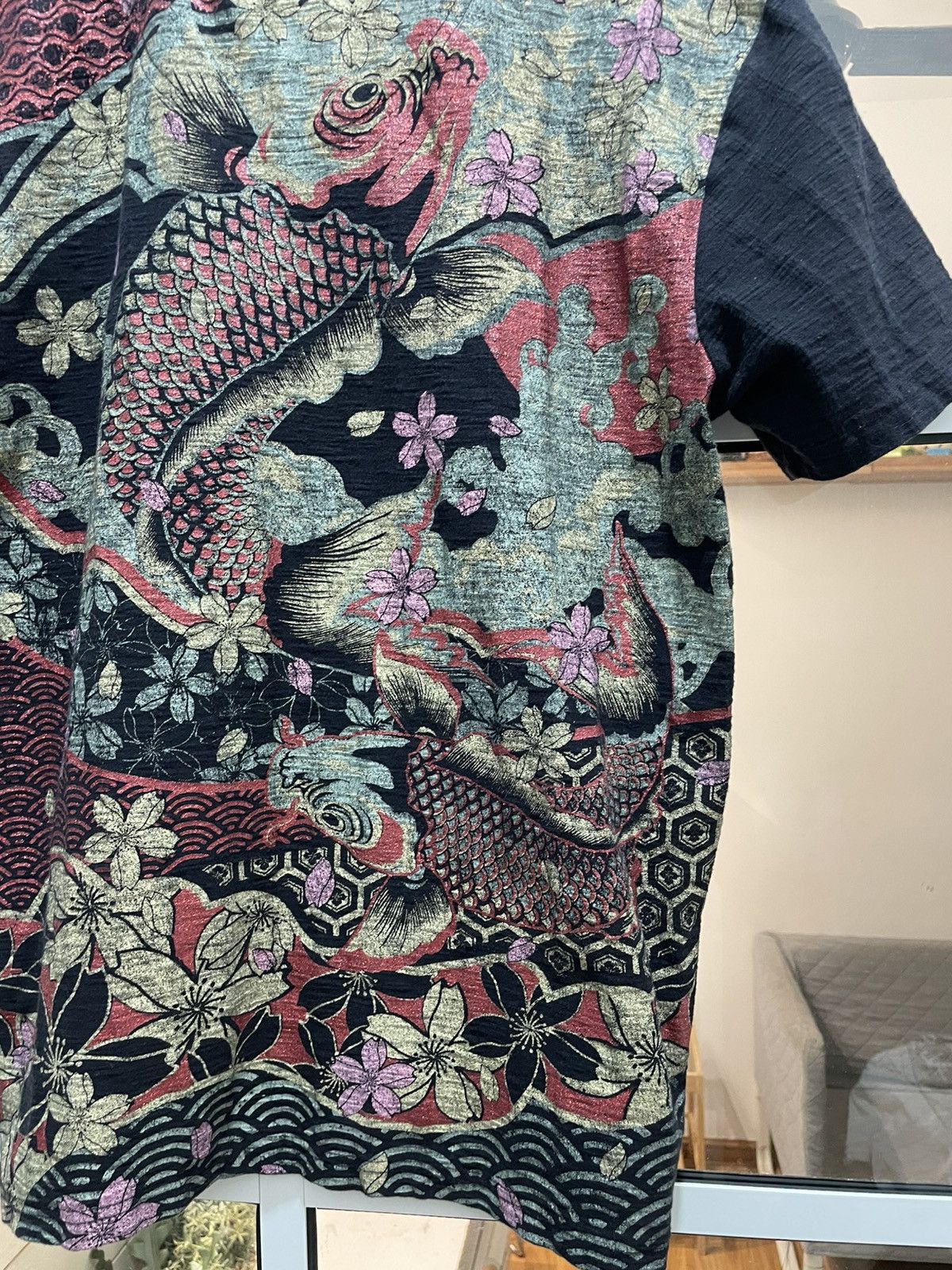 Karakuri Tamashii Vintage Karakuri Tamashi Embroidery Fish Koi Tee (Loopwheel) Size US M / EU 48-50 / 2 - 12 Thumbnail