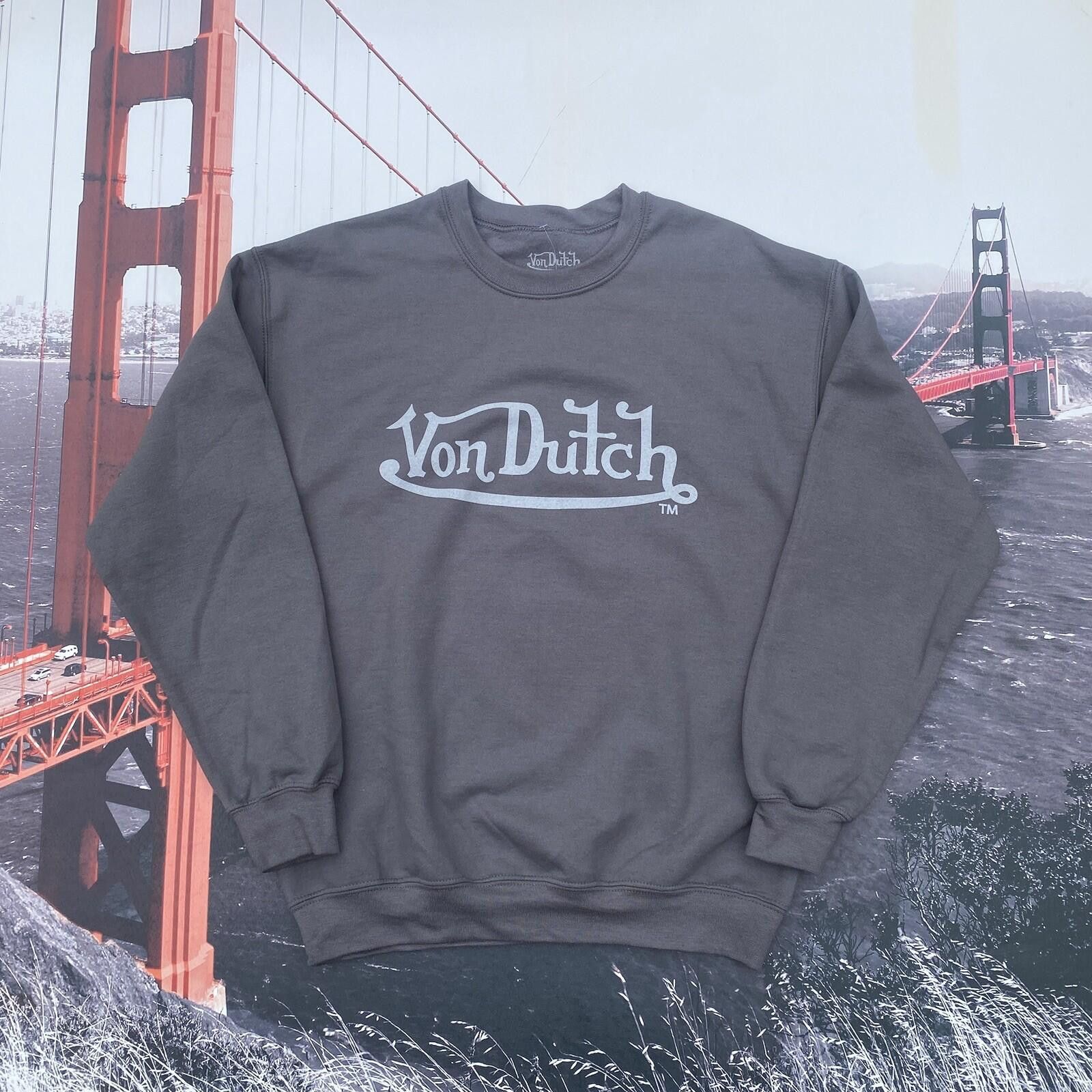 Von Dutch Von Dutch Mens Sweatshirt Size Medium Gray Crewneck Cotton Size US 32 / EU 48 - 1 Thumbnail