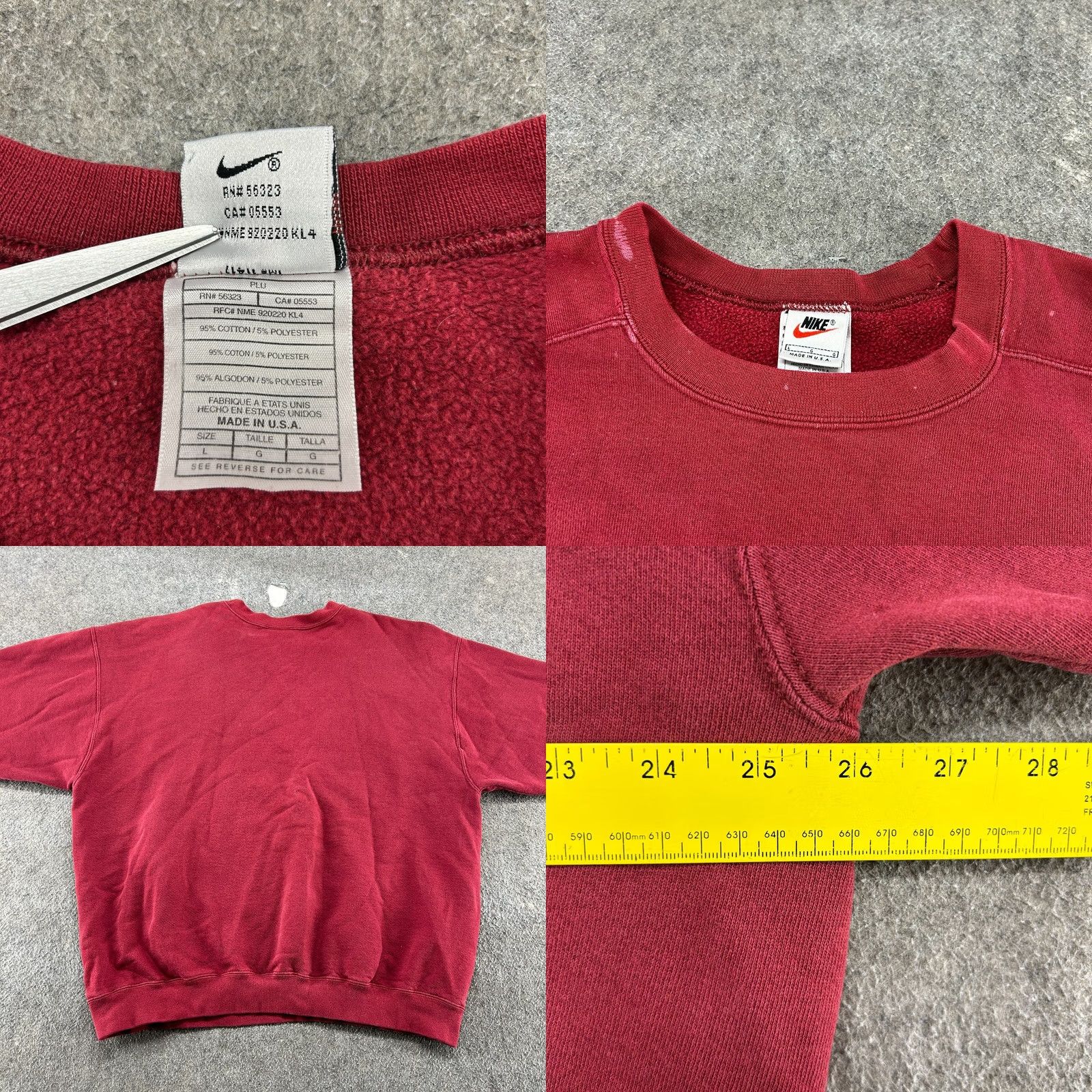 Nike VINTAGE Nike Sweatshirt Mens L Red Pullover Crew Neck Swoosh USA Made 90s Shirt Men Regular Cotton Fleece 1/4 Zip All Seasons 90s Size US L / EU 52-54 / 3 - 9 Thumbnail