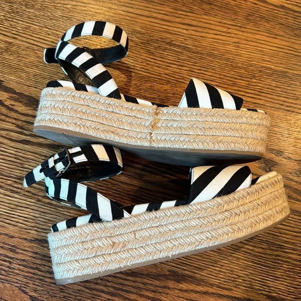 Miu Miu MIU MIU Canvas Black & White Striped Cloth Espadrilles. Buc Size US 7.5 / IT 37.5 - 6 Thumbnail