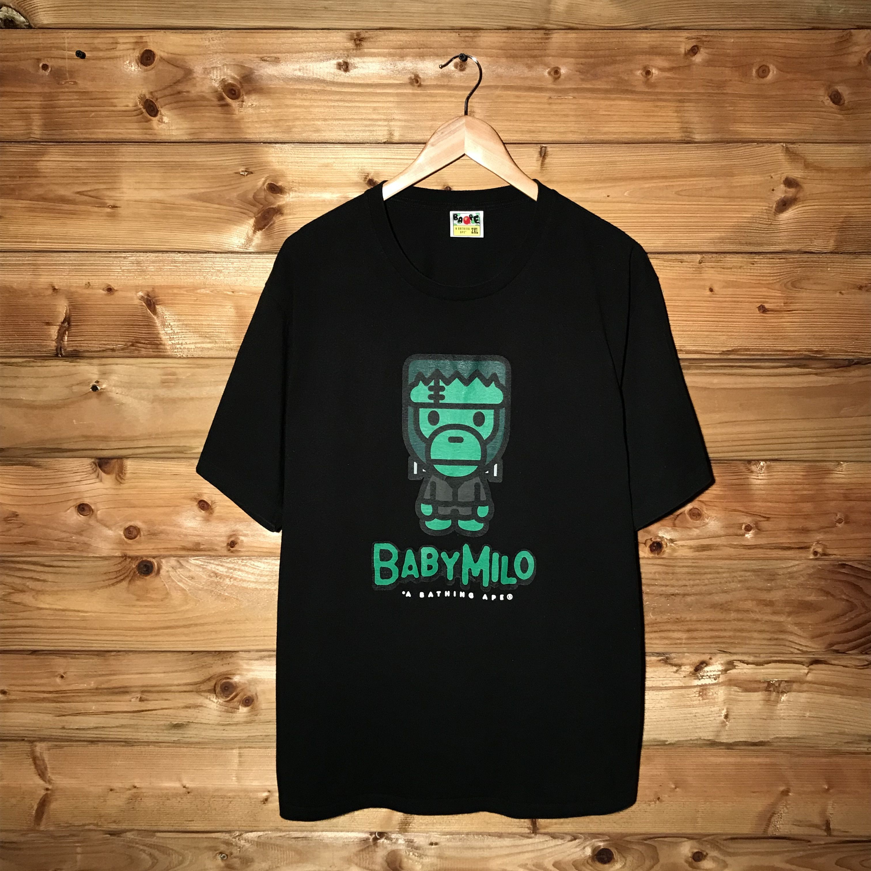 image of Bape x Movie 2016 Baby Milo Halloween Frankenstein Tee in Black, Men's (Size 2XL)