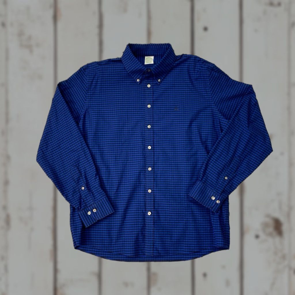 Brooks Brothers Brooks Brothers Shirt Milano Fit XL Blue Black Check Button-Down Cotton Men Size US XL / EU 56 / 4 - 1 Thumbnail
