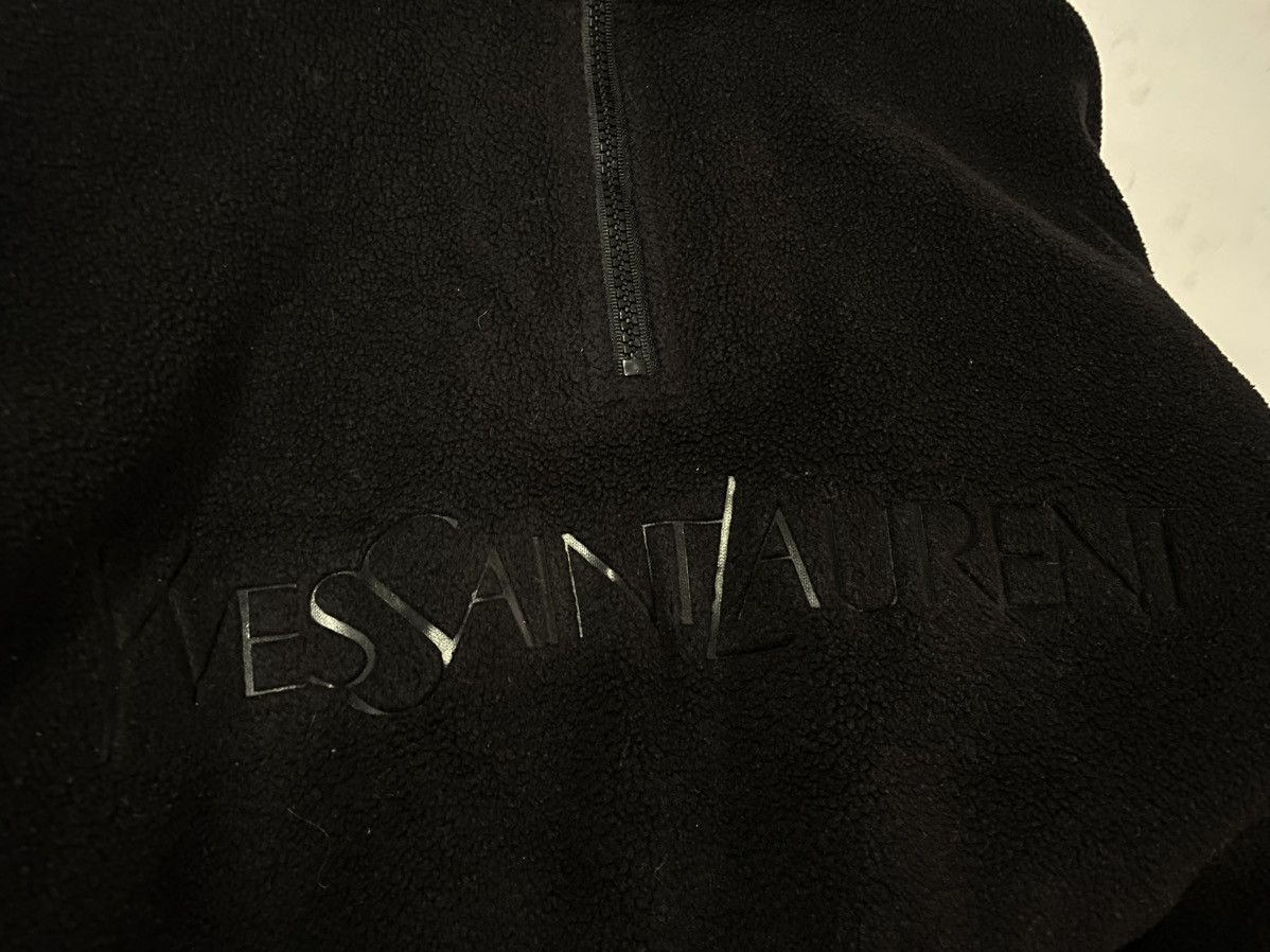 Yves Saint Laurent Fleece Black YSL Sweatshirt 1/4 Quarter Zip Big Logo Sweater Size US L / EU 52-54 / 3 - 9 Thumbnail