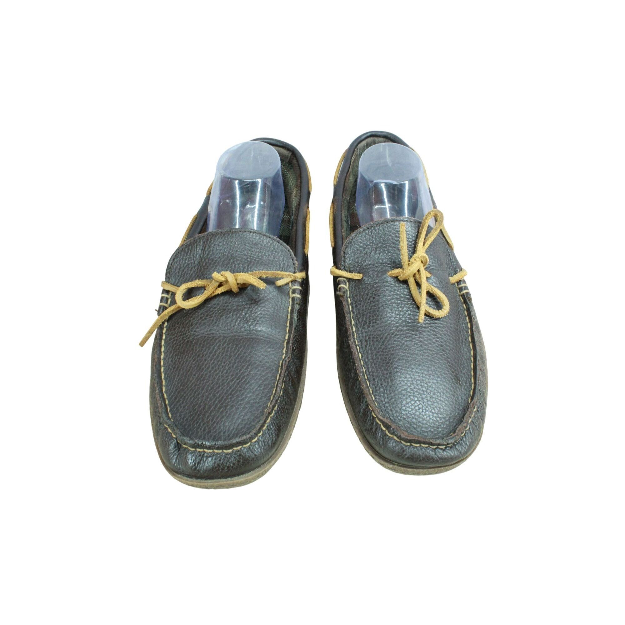 L.L. Bean LL Bean Brown Leather Flannel Moc Slippers Men's 13 M Size US 13 / EU 46 - 5 Thumbnail