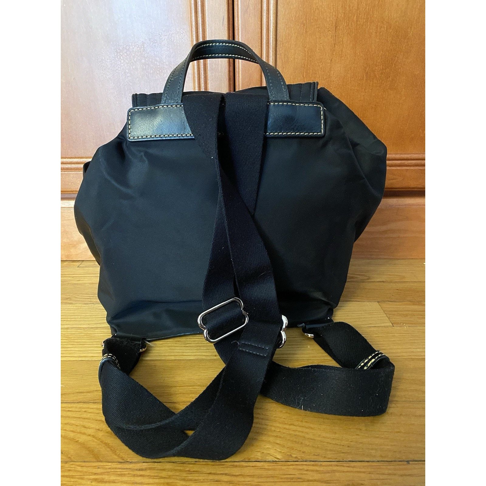 Dooney & Bourke Dooney & Bourke Blk Nylon Drawstring Backpack Leather Trim Size ONE SIZE - 3 Thumbnail