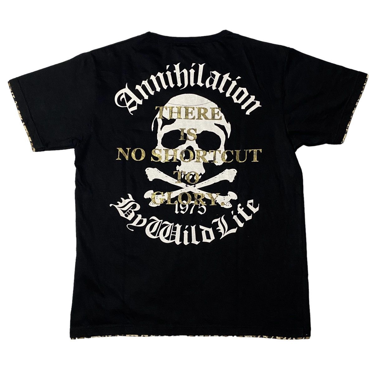2000's Wild Life Double Layer Poem Skull Leopard Shirt