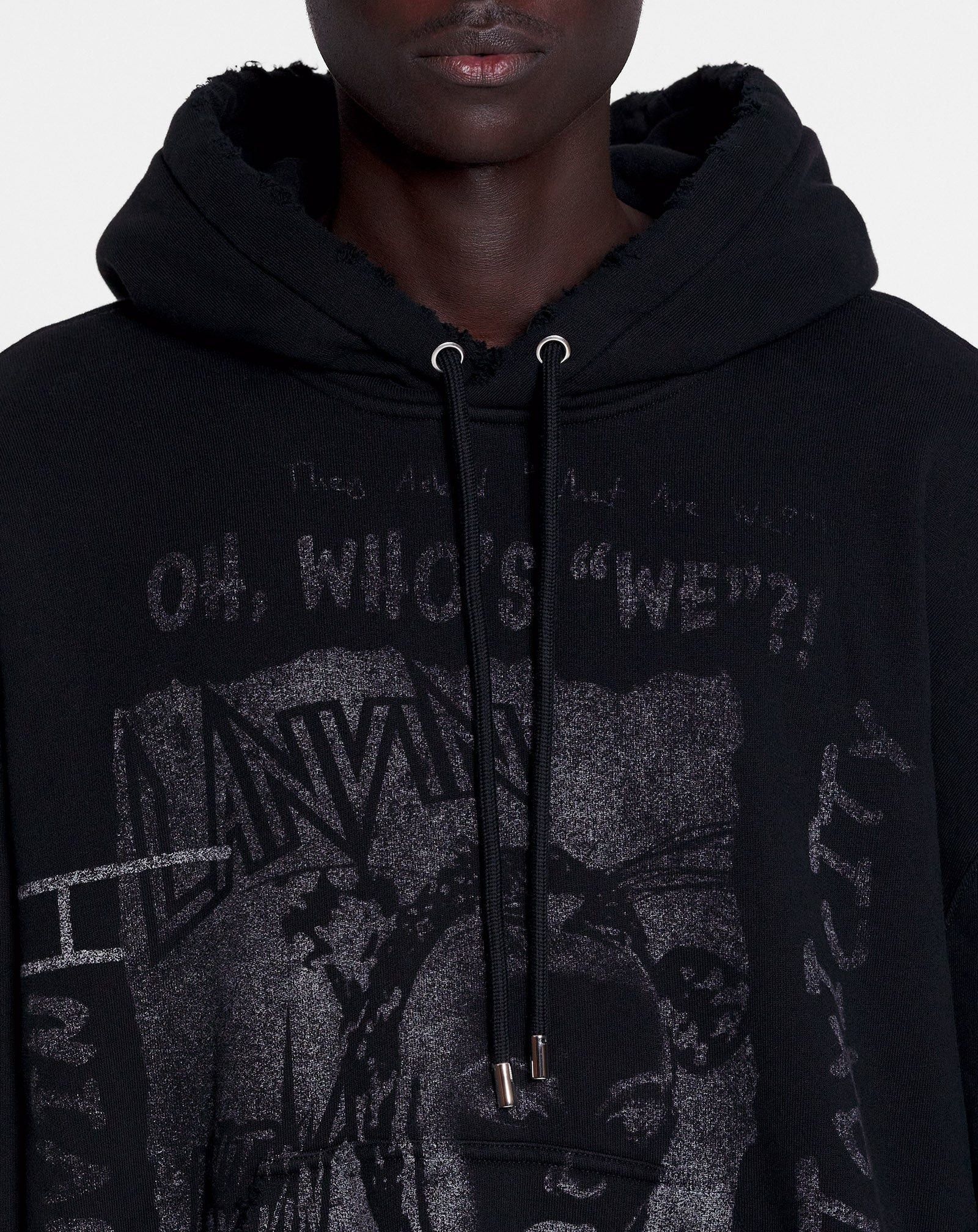 Lanvin o1mle0825 Unisex Loose-Fit Printed Hoodie in Black Size US XXS / EU 40 - 6 Thumbnail