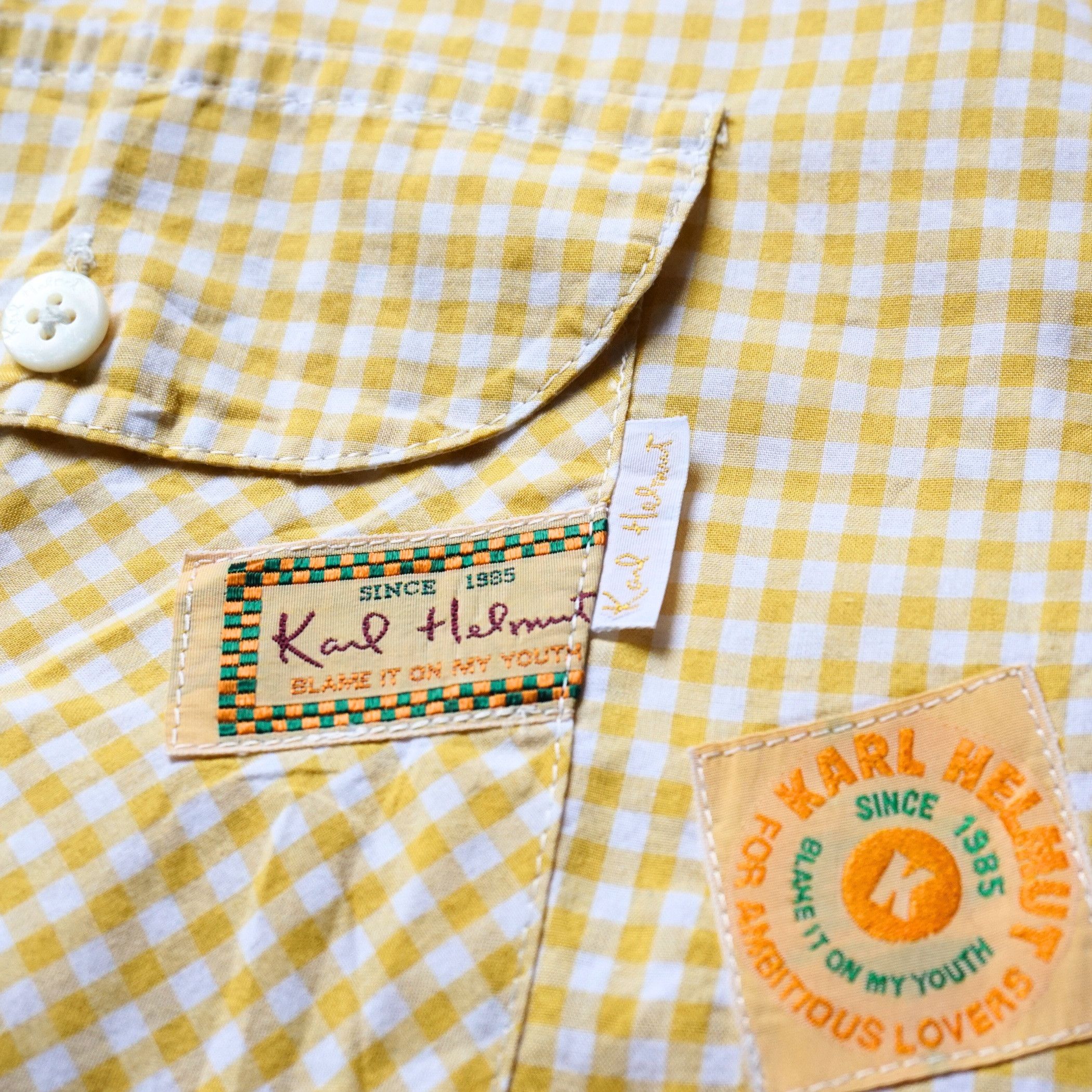 Karl Helmut Karl Helmut Yellow Check Shirt With Patches Size US XXL / EU 58 / 5 - 5 Thumbnail