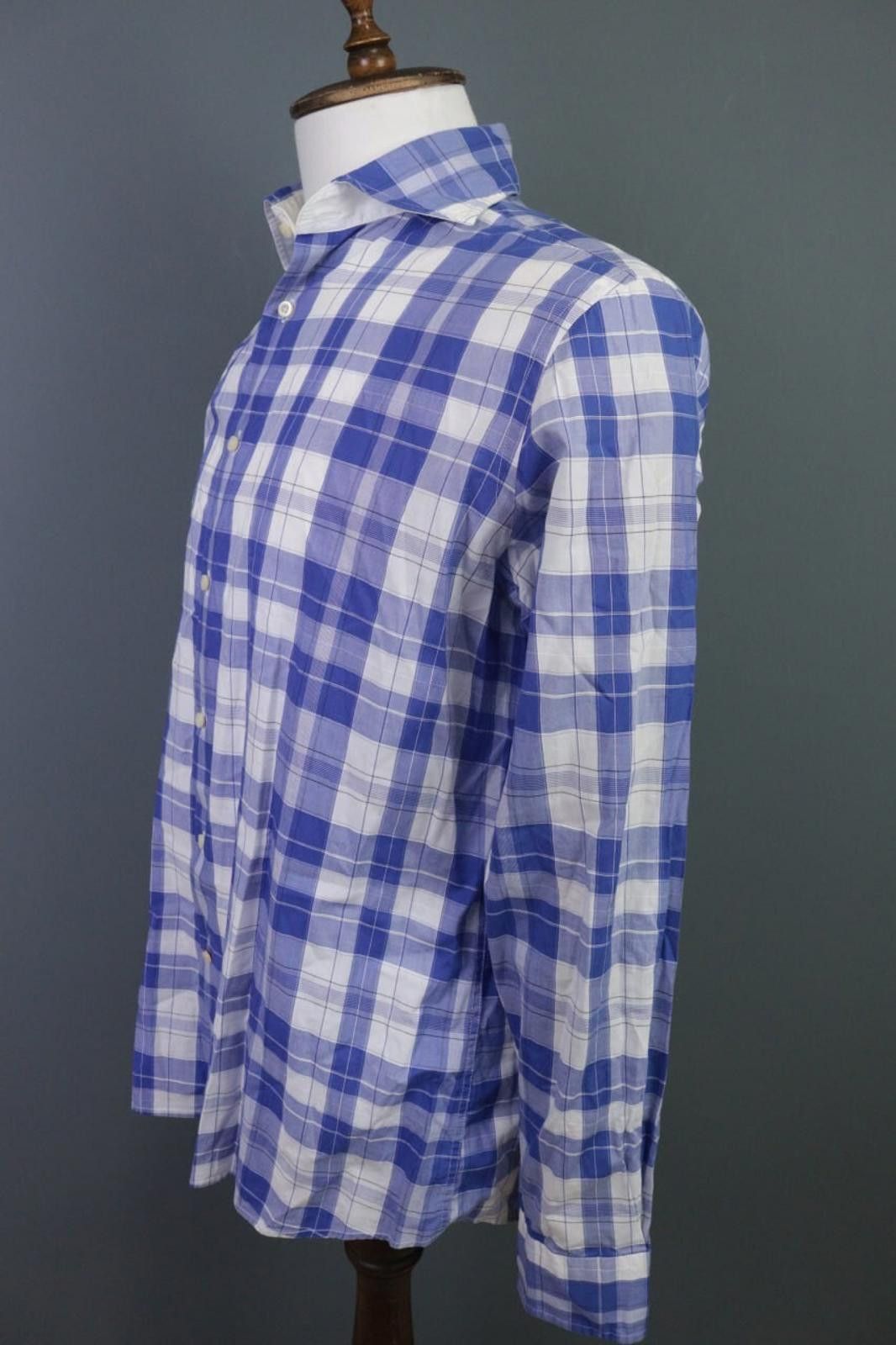Designer Hackett London Slim Fit Blue Check Button Down Shirt Size L Size US L / EU 52-54 / 3 - 7 Thumbnail